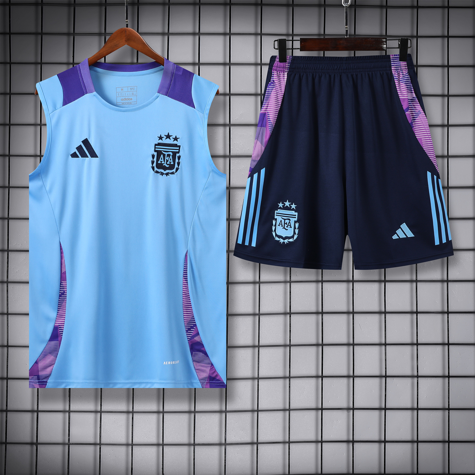 Argentina 24-25 Vest Training Set - Blue Vest & Deep Blue Shorts - UnitedFutballJersey