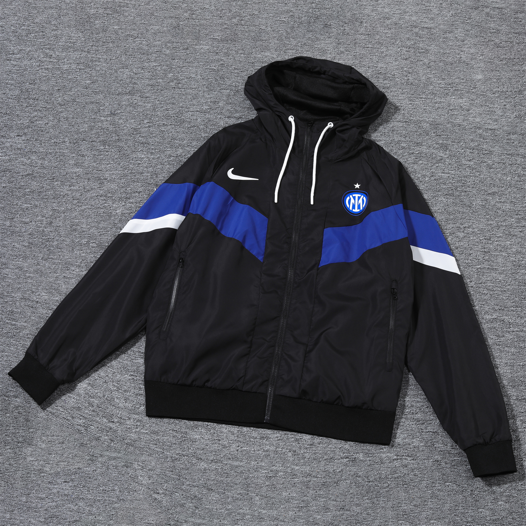 Inter Milan 24-25 Blue & Black Hooded Windbreaker - Player Version - UnitedFutballJersey