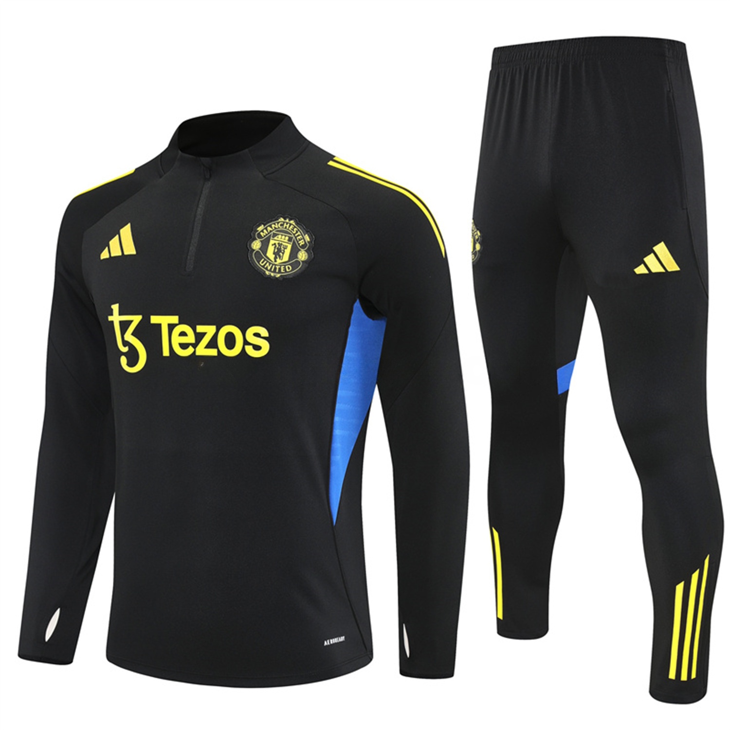 Manchester United 25-26 Long Sleeves Training Set - Black Top & Black Pants - UnitedFutballJersey