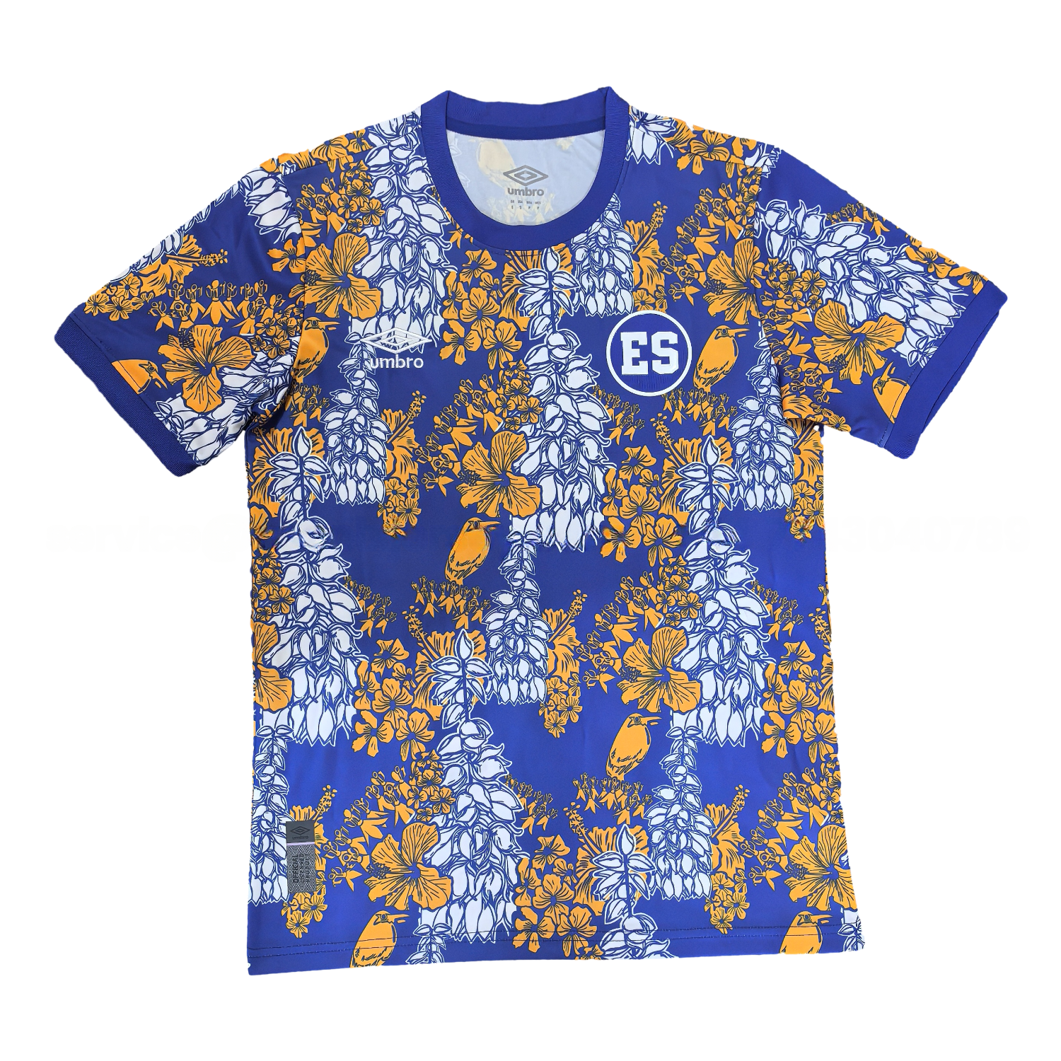 El Salvador 25-26 Blue Pre-Match Training Jersey with Yellow and White Flower Pattern - Fans Version - UnitedFutballJersey