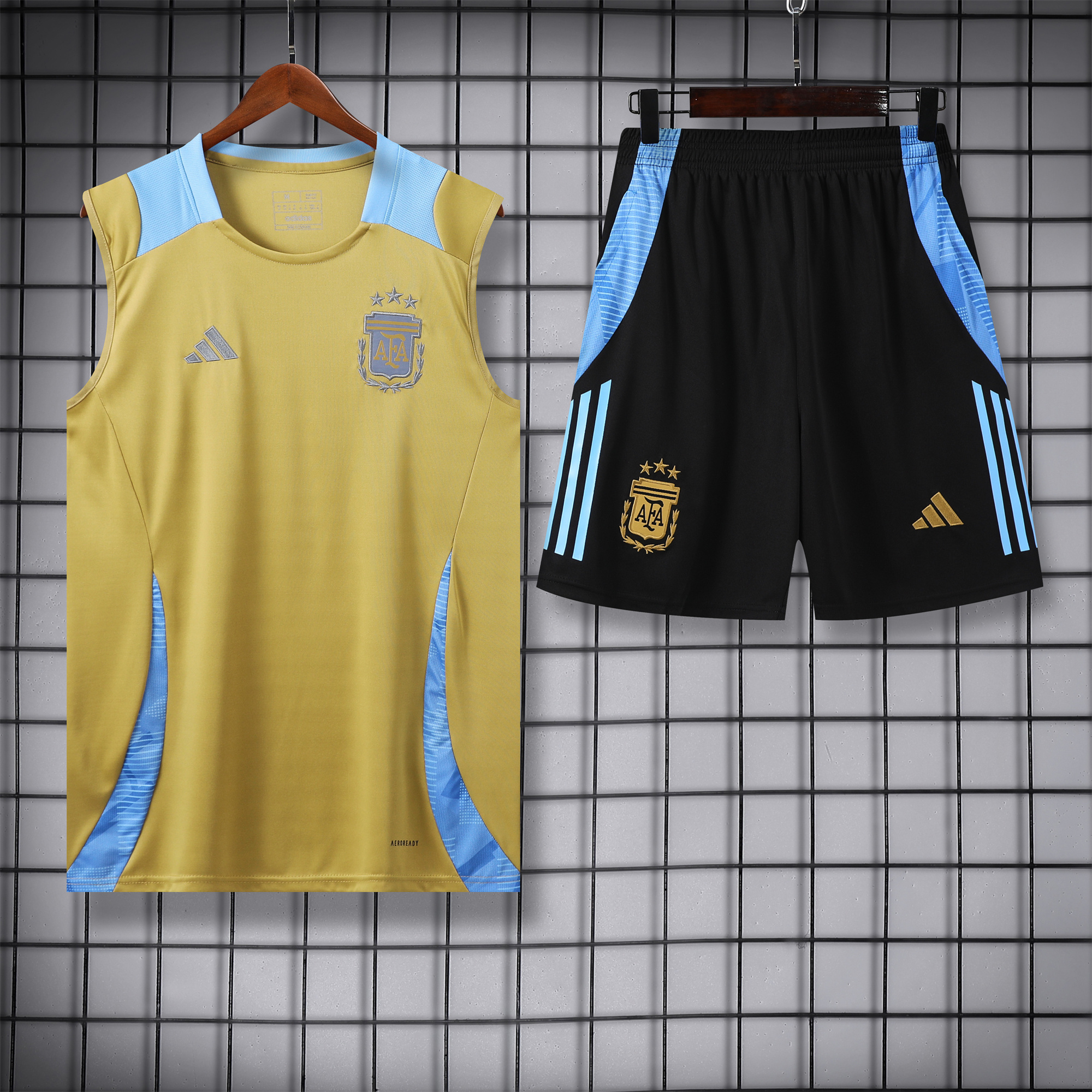 Argentina 24-25 Vest Training Set - Gold - UnitedFutballJersey