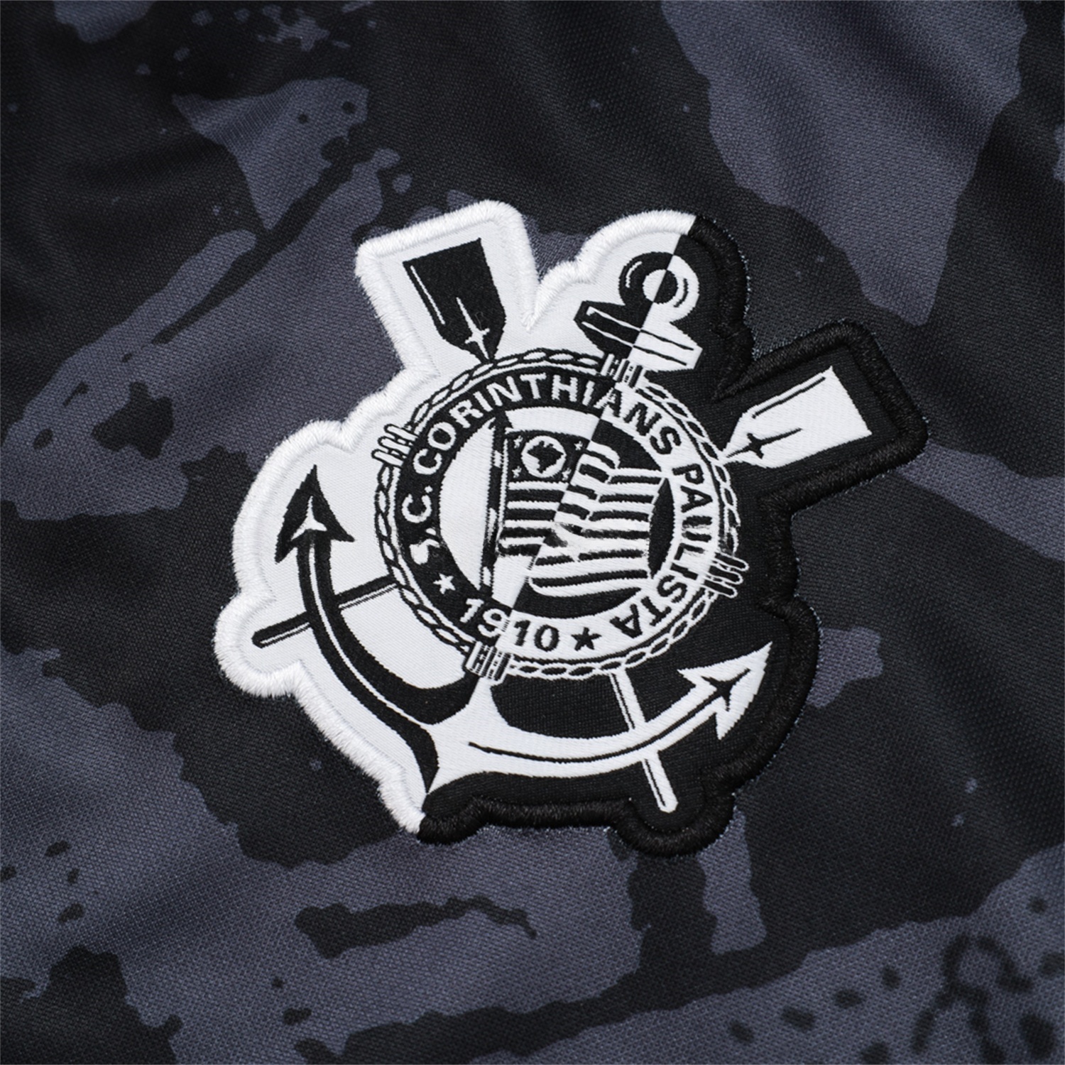 Corinthians 25-26 Jacket Training Tracksuit - Black and Gray Pattern Jackets & Black Pants - UnitedFutballJersey