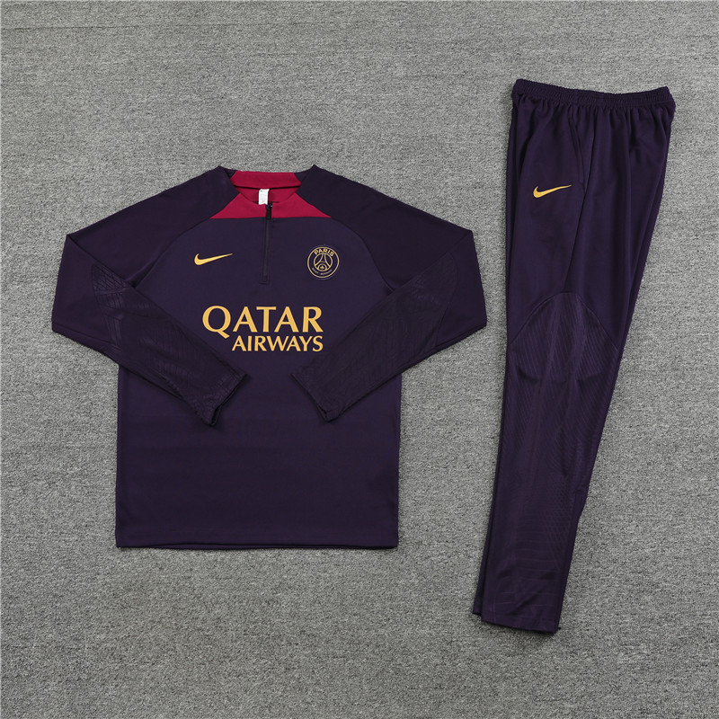 Paris Saint-Germain PSG 23-24 Kids Long Sleeve Training Set Blue -Purple - UnitedFutballJersey