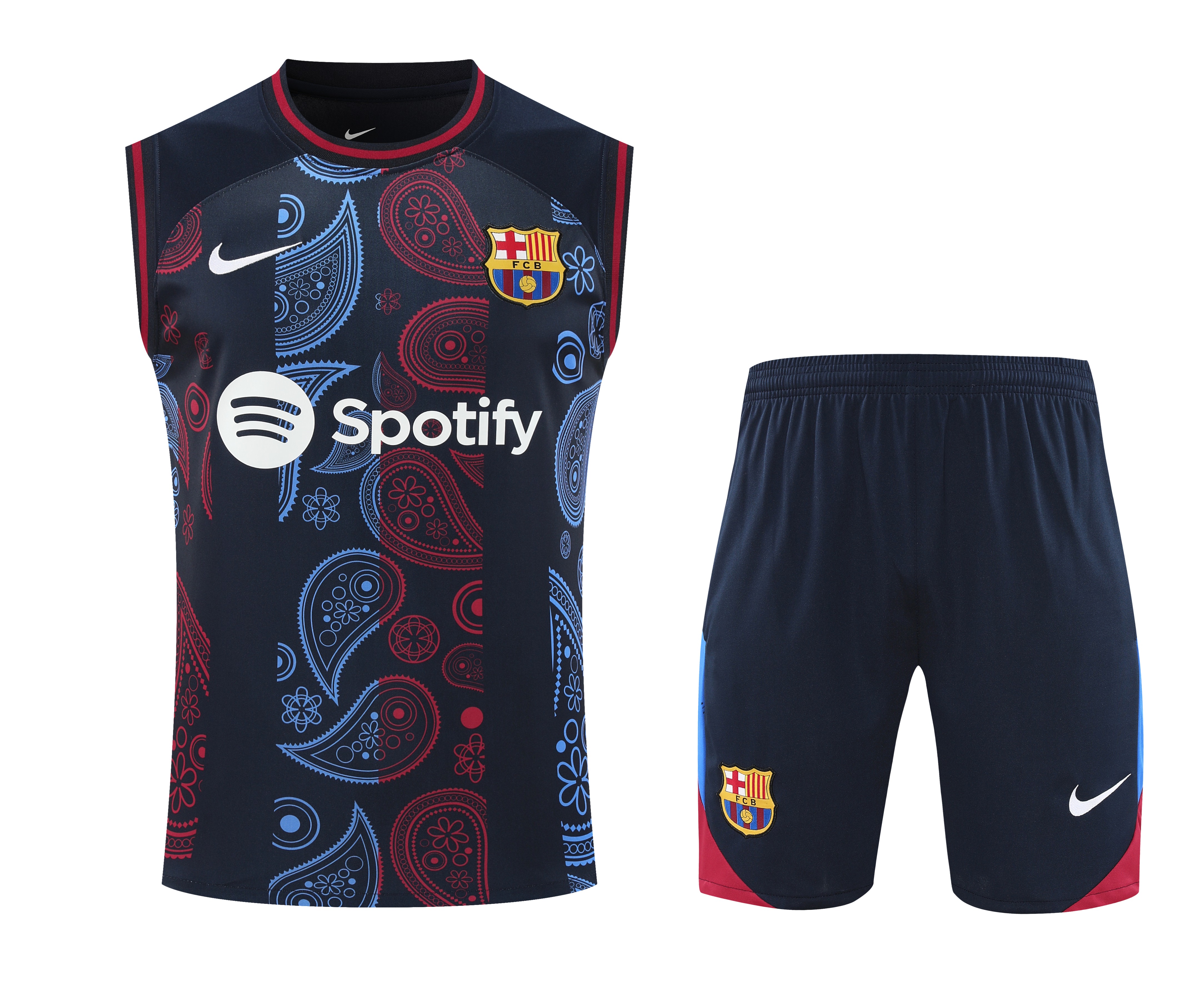 Barcelona 24-25 Training Vest Suit - Blue with Pattern - UnitedFutballJersey