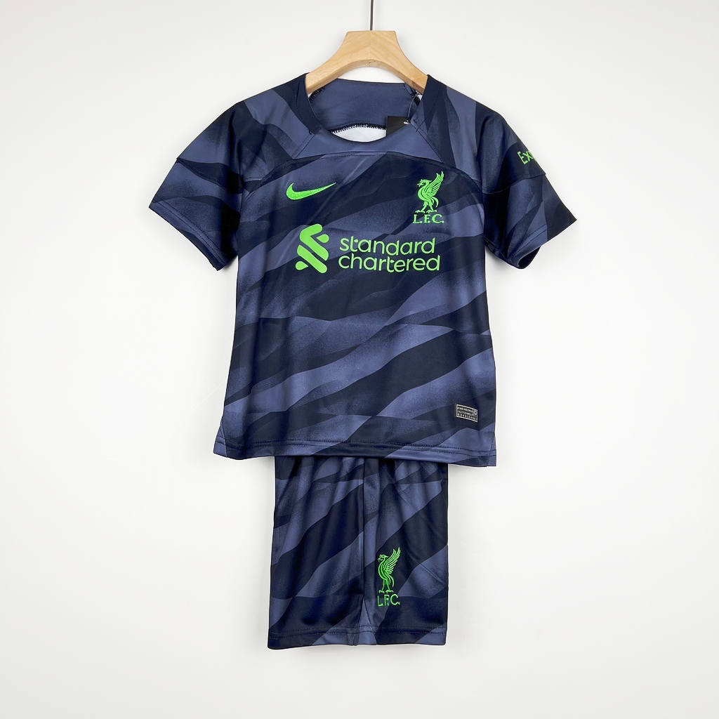 Liverpool 23-24 Black Goalkeeper Kids Kit - UnitedFutballJersey