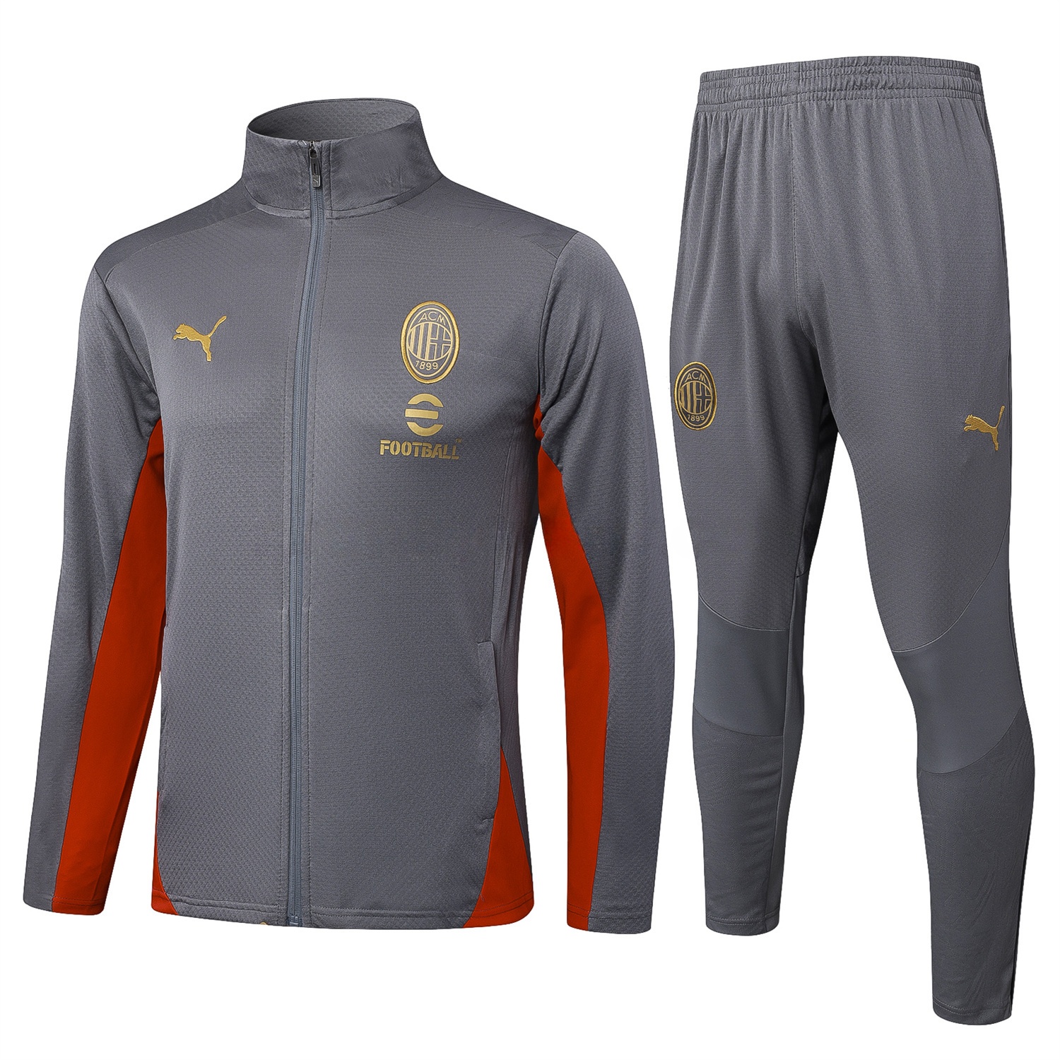 AC Milan 25-26 Jacket Training Tracksuit - Grey top & Grey Pants - UnitedFutballJersey