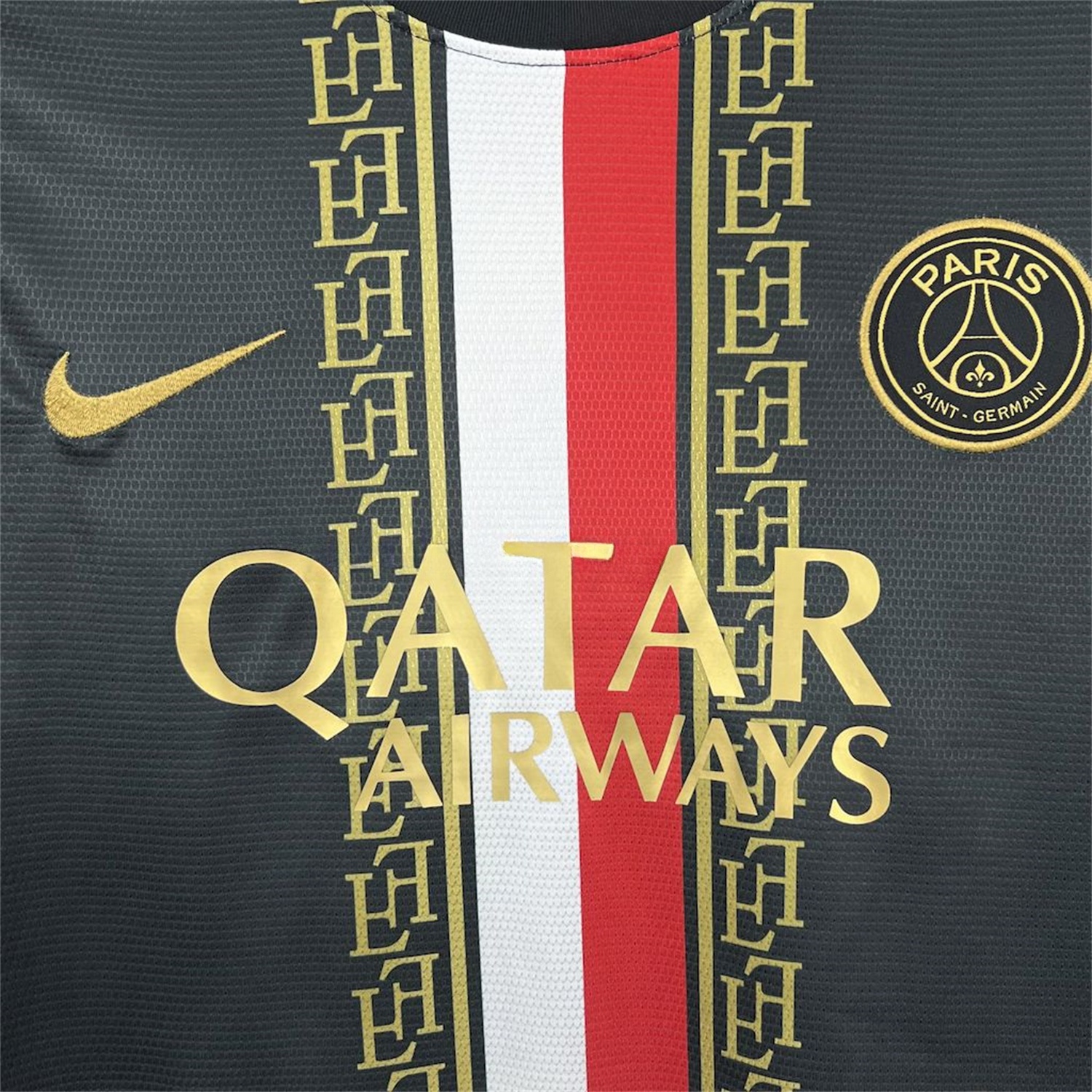 Paris Saint-Germain PSG 25-26 Red White Stripes Black Jersey - Fans Version - UnitedFutballJersey