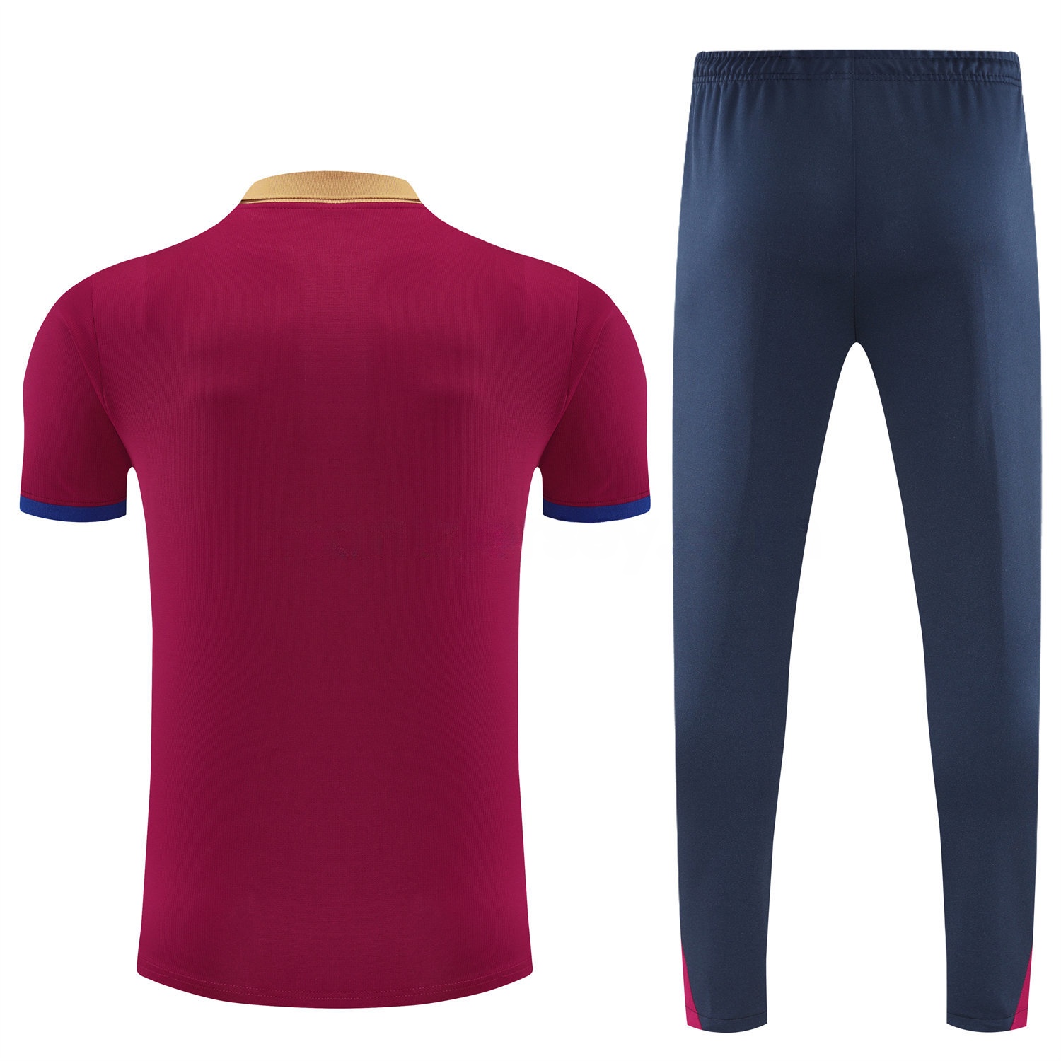 Barcelona 25-26 POLO Short-Sleeve Training Set - Deep Red Top and Black Pants - UnitedFutballJersey