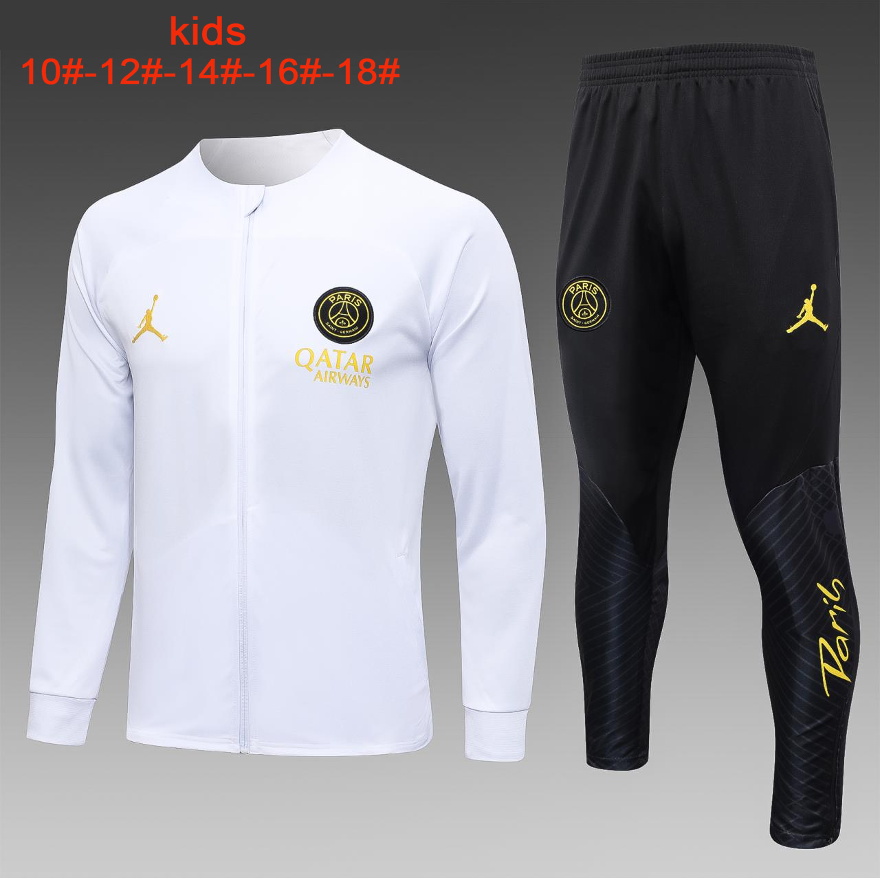 Paris Saint-Germain PSG 23-24 Kids Jacket Training Tracksuit - White - UnitedFutballJersey