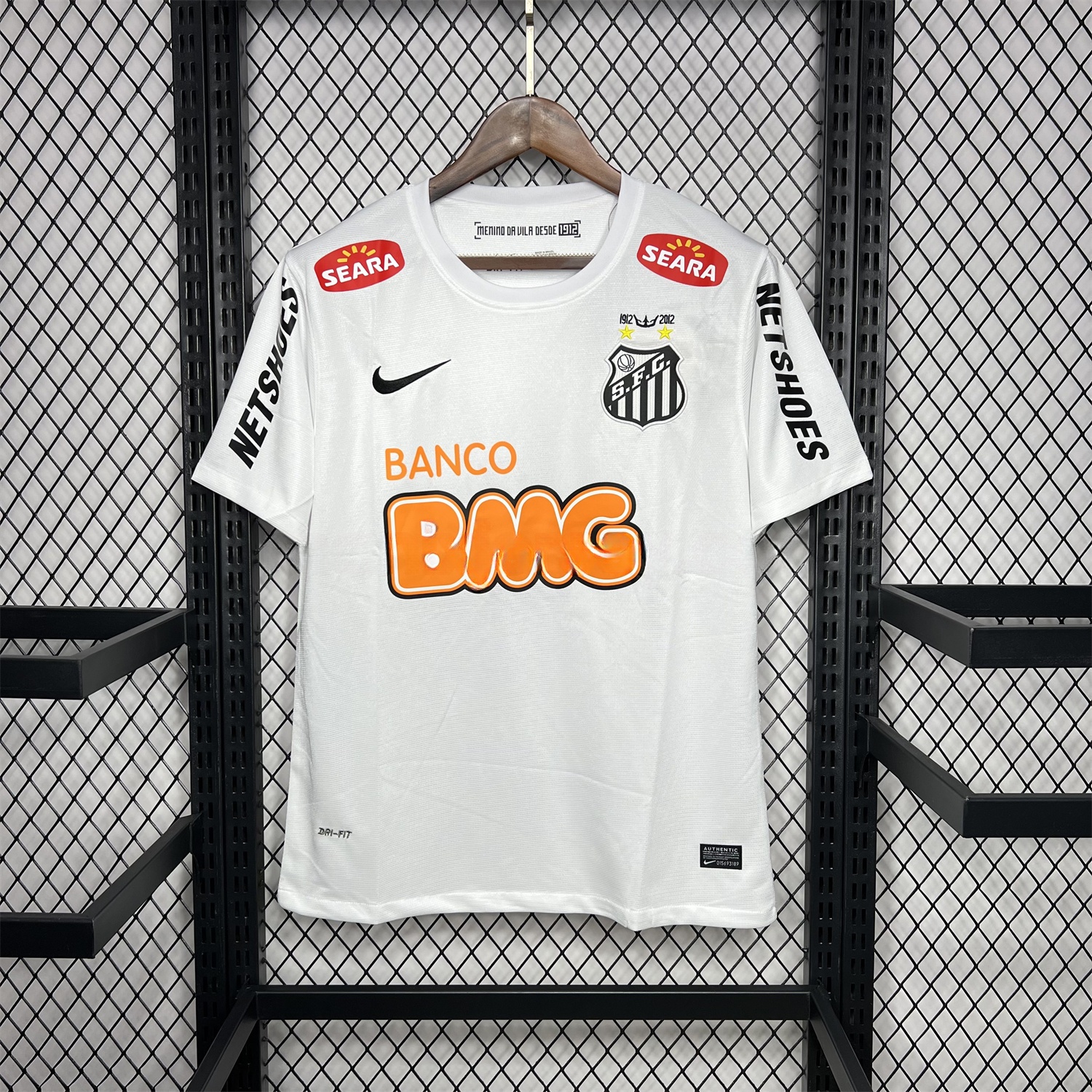 Retro Santos 2012 Centennial Home Jersey with SEARA Sponsor Patch - UnitedFutballJersey
