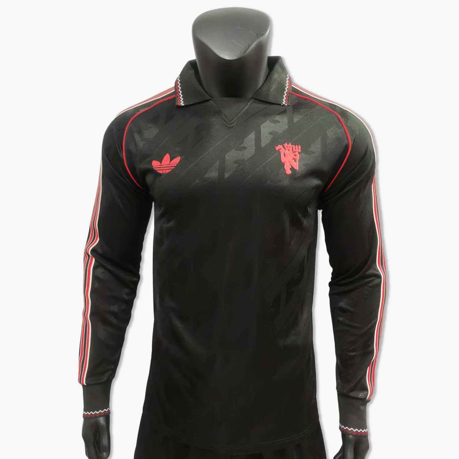 Manchester United 24-25 Originals LFSTLR Long Sleeve Black Jersey - Player Version - UnitedFutballJersey