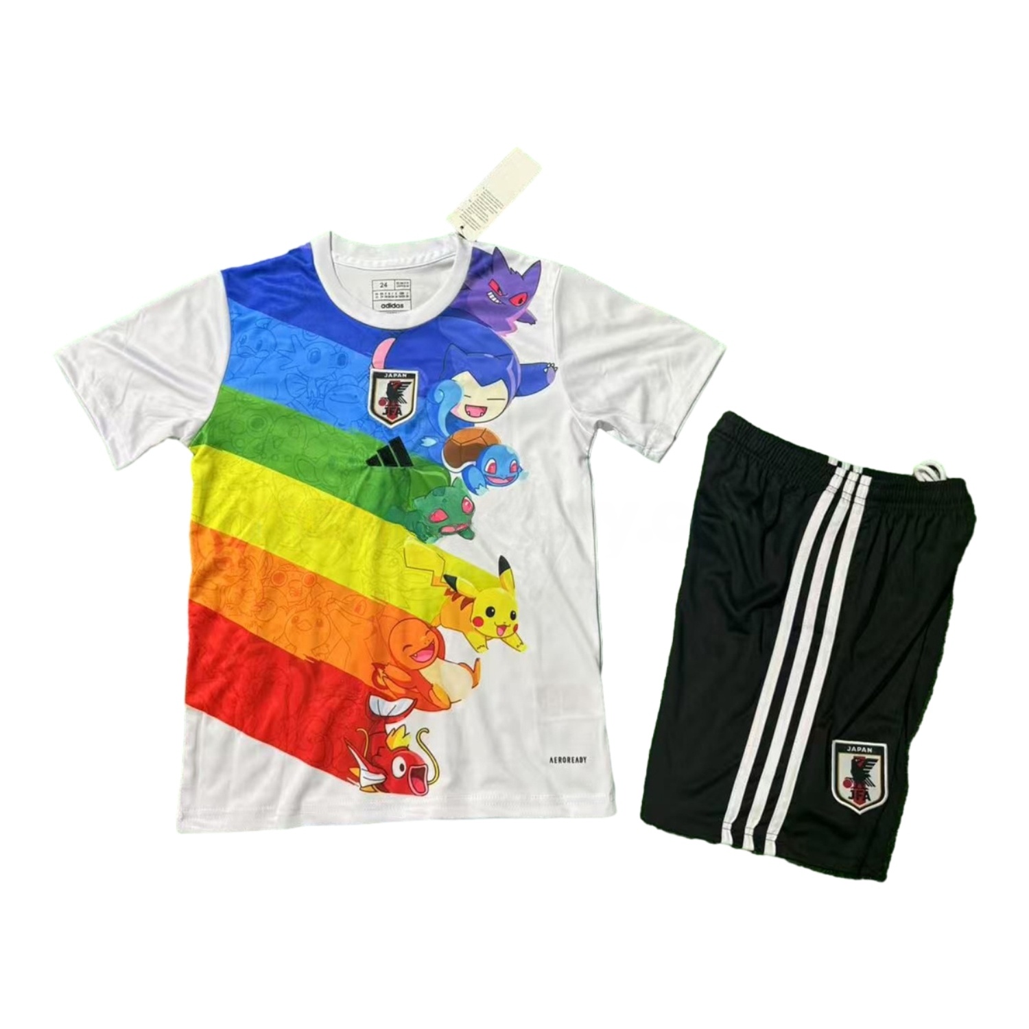 Japan 25-26 Pokemon Rainbow White Kids Kit - UnitedFutballJersey