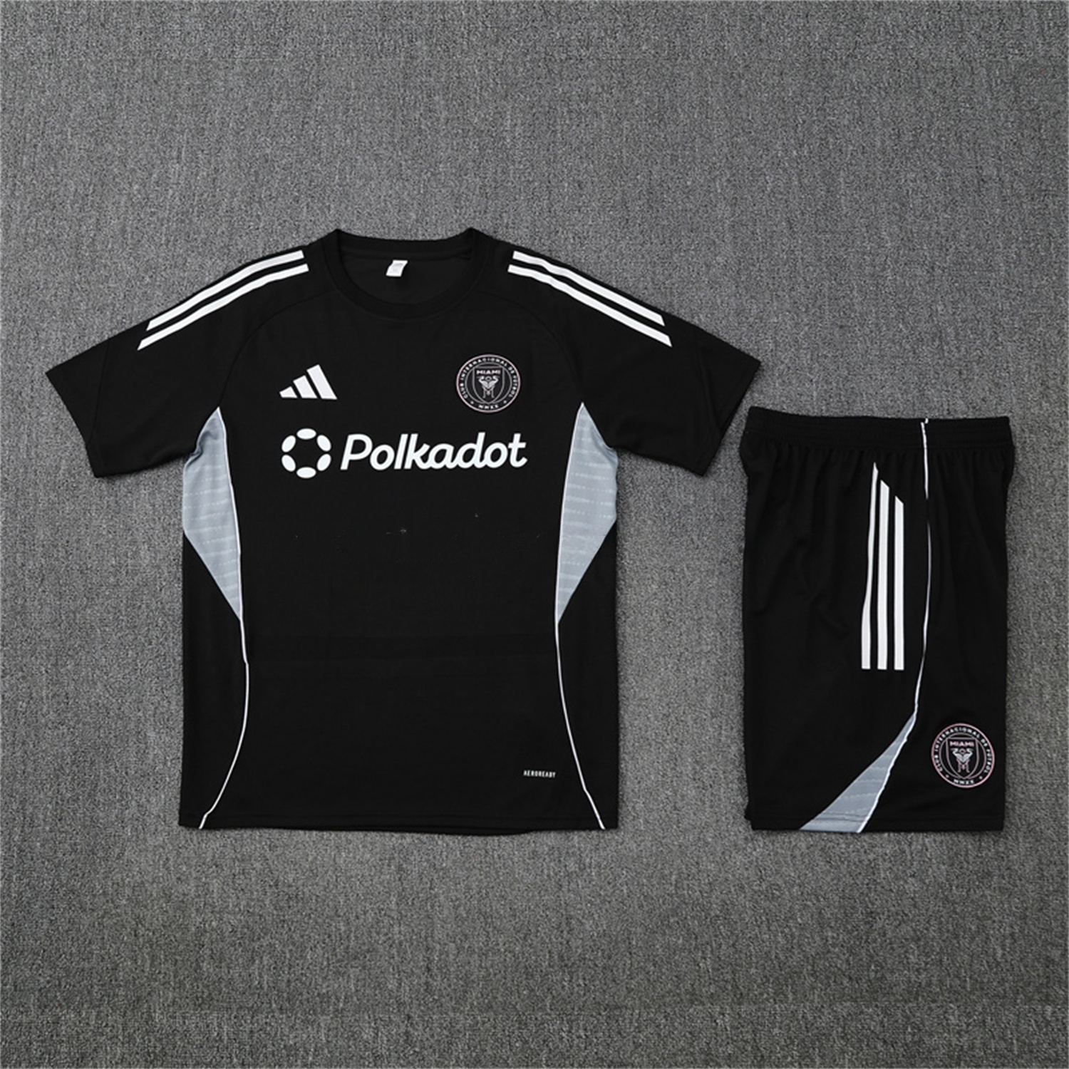 INT M.A.M 25-26 Short-Sleeve Training Set - Black Top and Shorts - UnitedFutballJersey