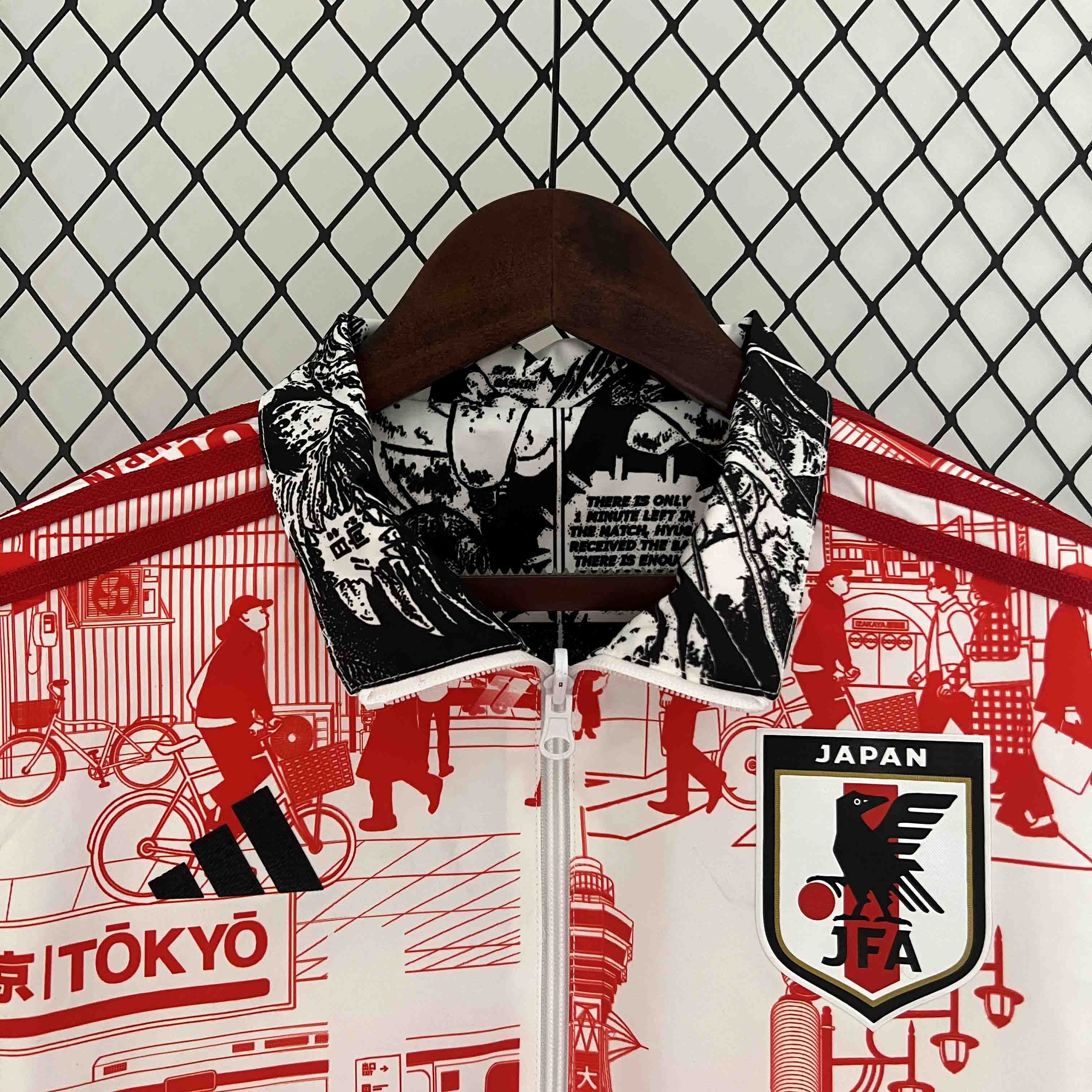 Japan 23-24 Double Sided Windbreaker - Black and Red Anime - UnitedFutballJersey