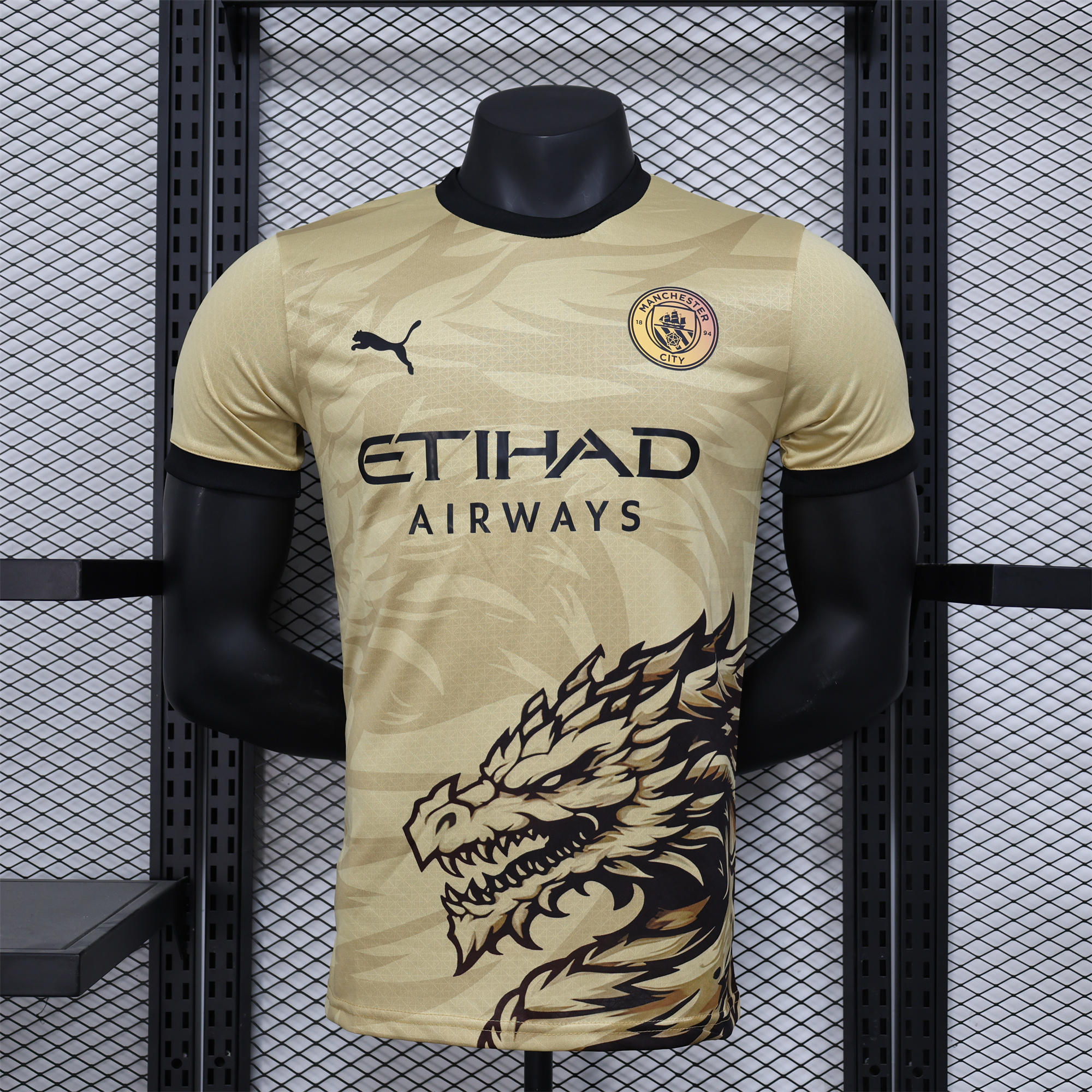 Manchester City 24-25 Gold and Black Loong Jersey - Player Version - UnitedFutballJersey