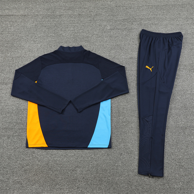 Marseille 24-25 Kids Long Sleeve Training Set - Royal Blue - UnitedFutballJersey