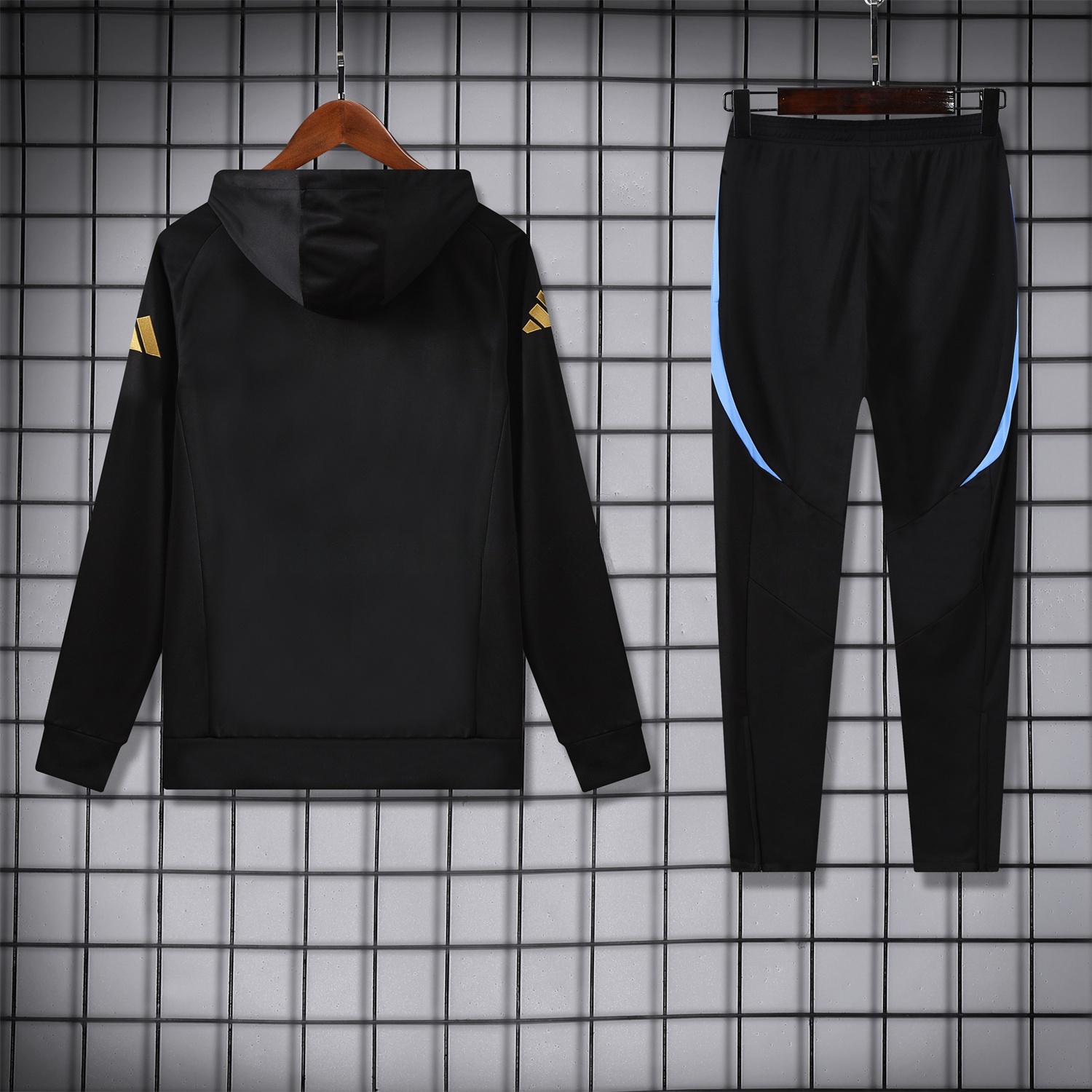 Argentina 24-25 Three-Stars Training Hoodie Set - Black Top and Pants - UnitedFutballJersey