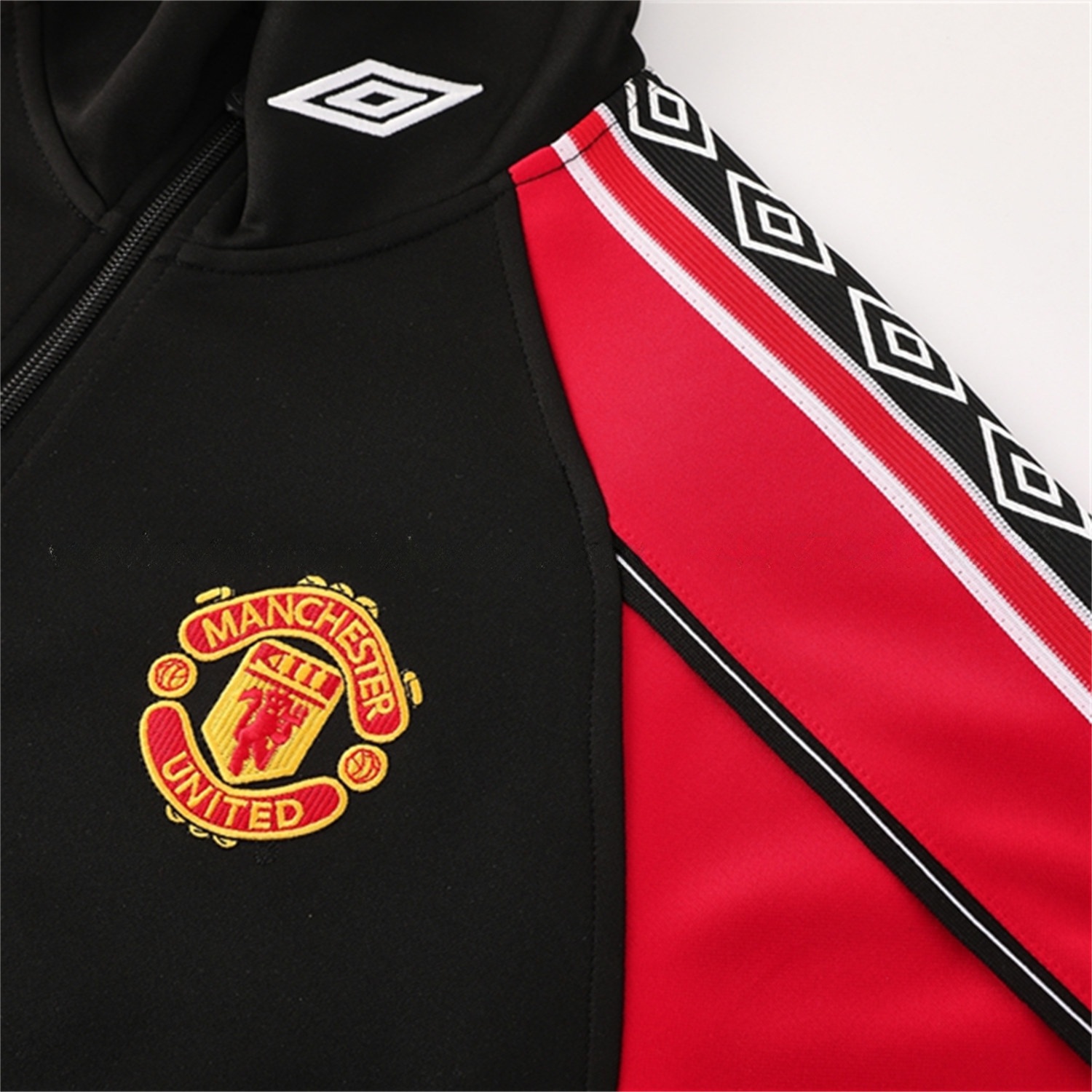 Manchester United 25-26 Throwback 98-99 Style Jacket Training Tracksuit - Black - UnitedFutballJersey