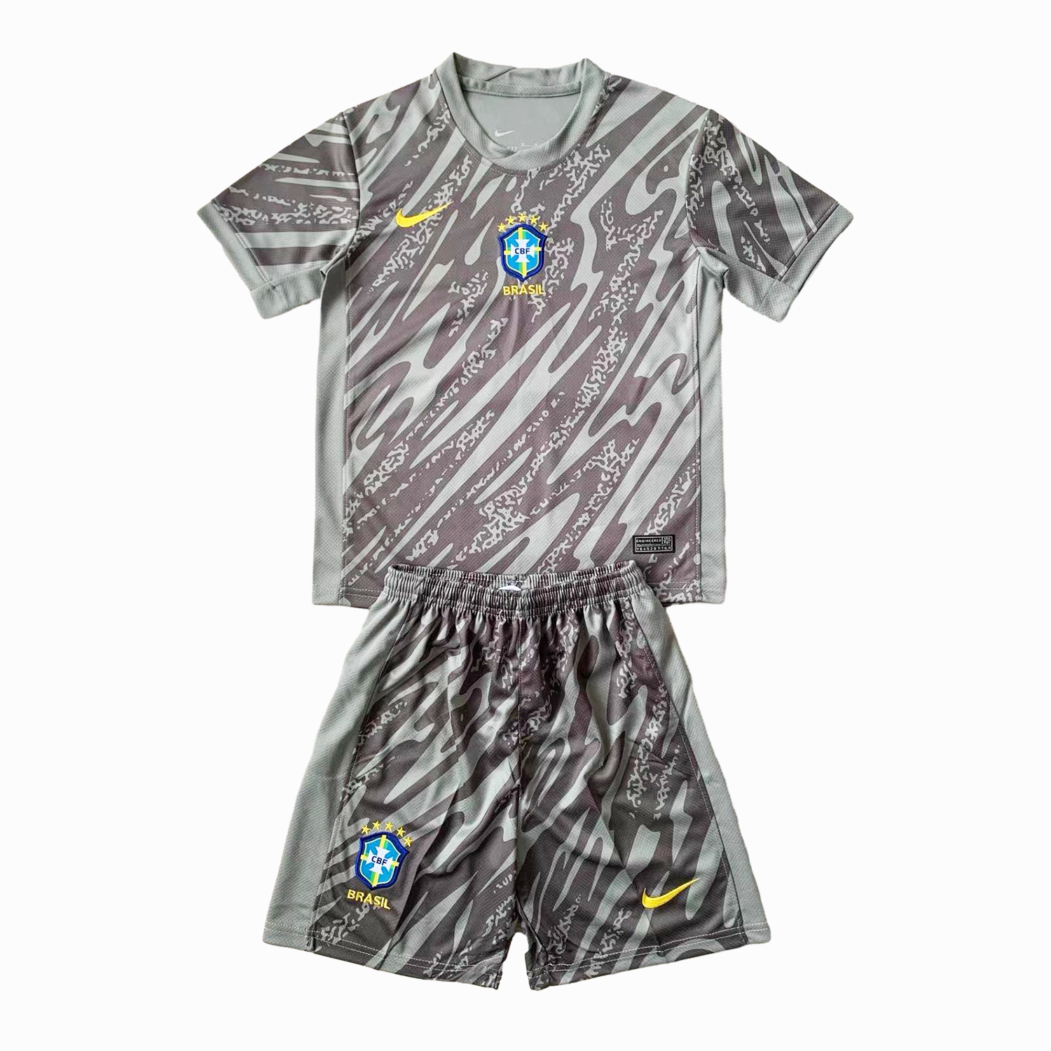 Brazil 2024 Goalkeeper Kids Kit - Gray - UnitedFutballJersey