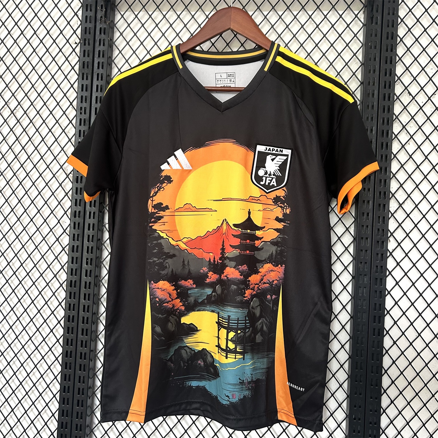 Japan 25-26 Flowing Water In Front Of The Temple At Sunset Black Special Jersey - Fans Version - UnitedFutballJersey