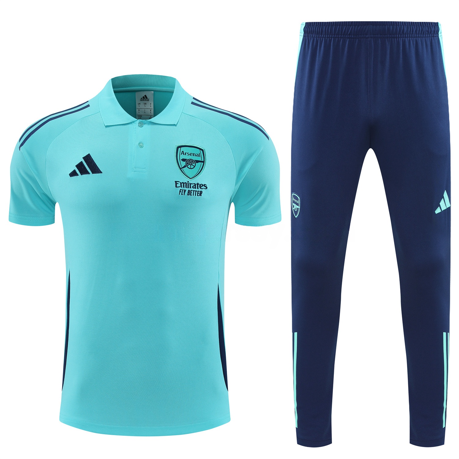 Arsenal 25-26 POLO Short-Sleeve Training Set - Cyan Top and Deep Blue Pants - UnitedFutballJersey