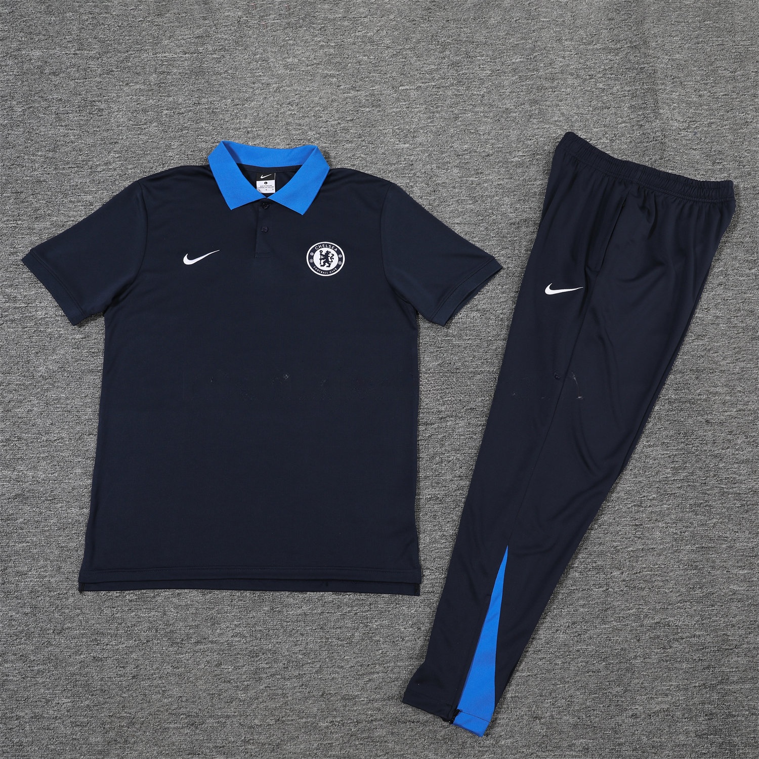 C.H.E.L.S.E.A 25-26 POLO Short-Sleeve Training Set - Deep Blue Top and Pants - UnitedFutballJersey