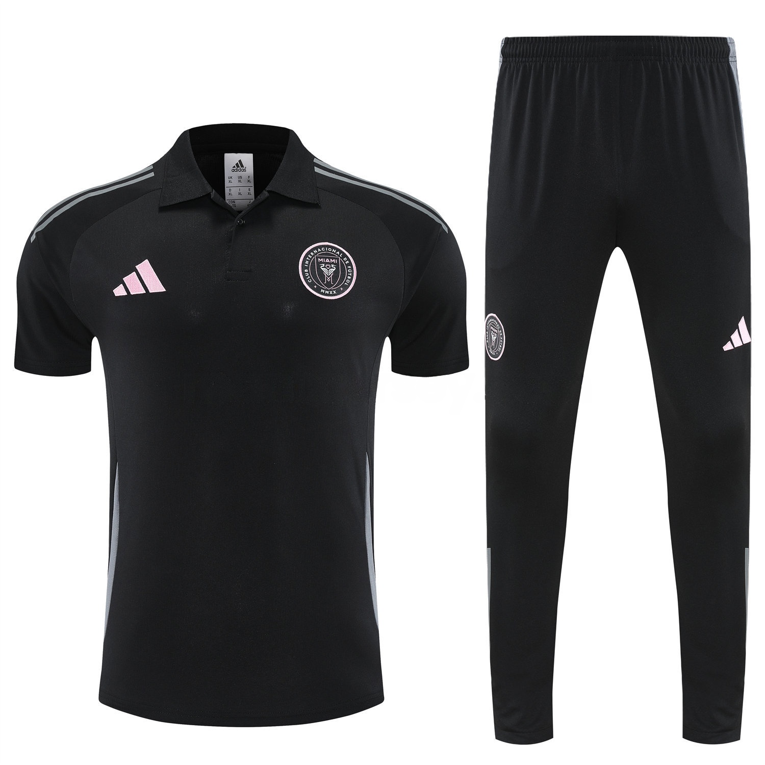 INT M.A.M 25-26 POLO Short-Sleeve Training Set - Black Top and Pants - UnitedFutballJersey