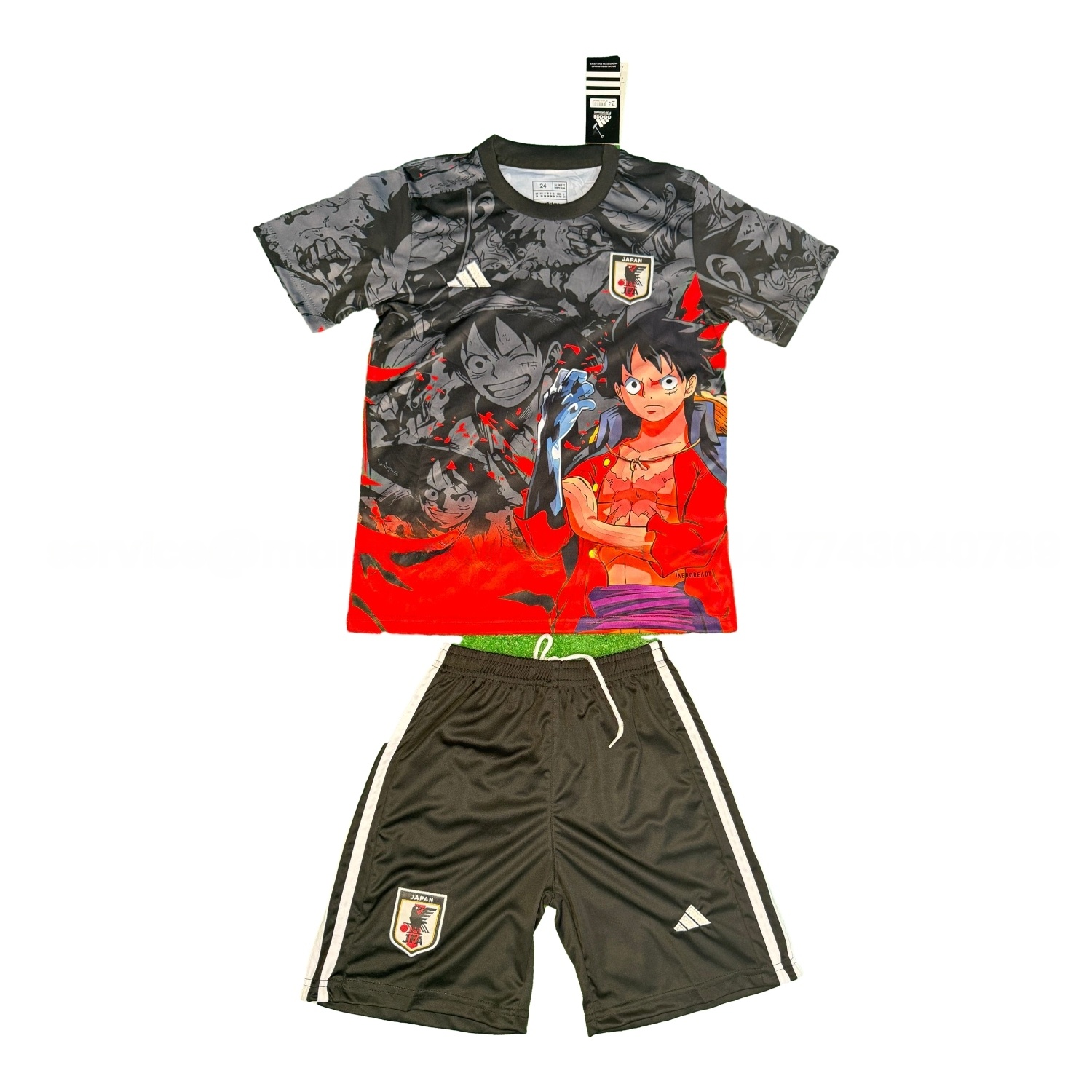 Japan 25-26 Luffy's Steel Arm Black & Red Special Kids Kit - UnitedFutballJersey