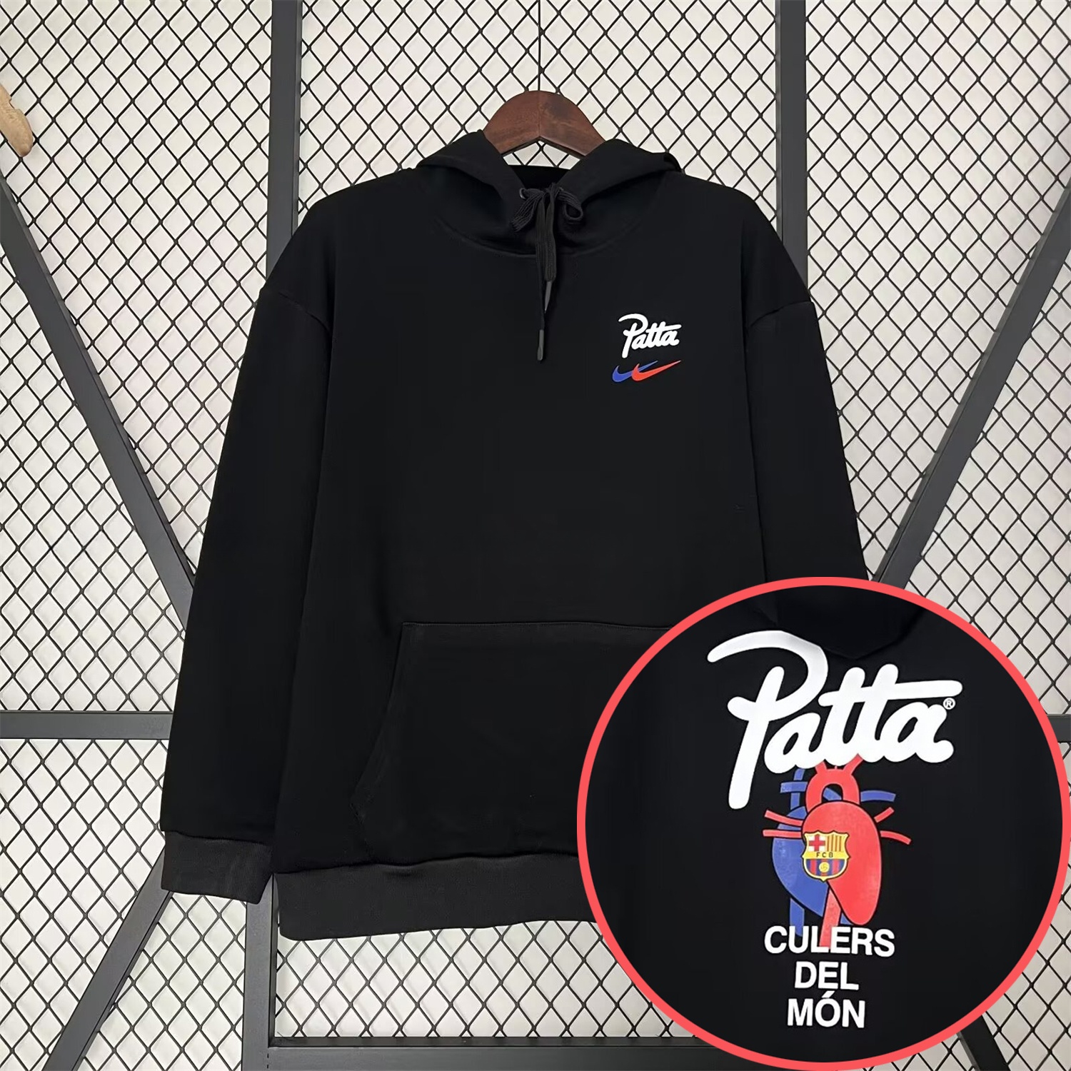 Barcelona x Patta 25-26 Black Unisex Pullover Hoodie - UnitedFutballJersey