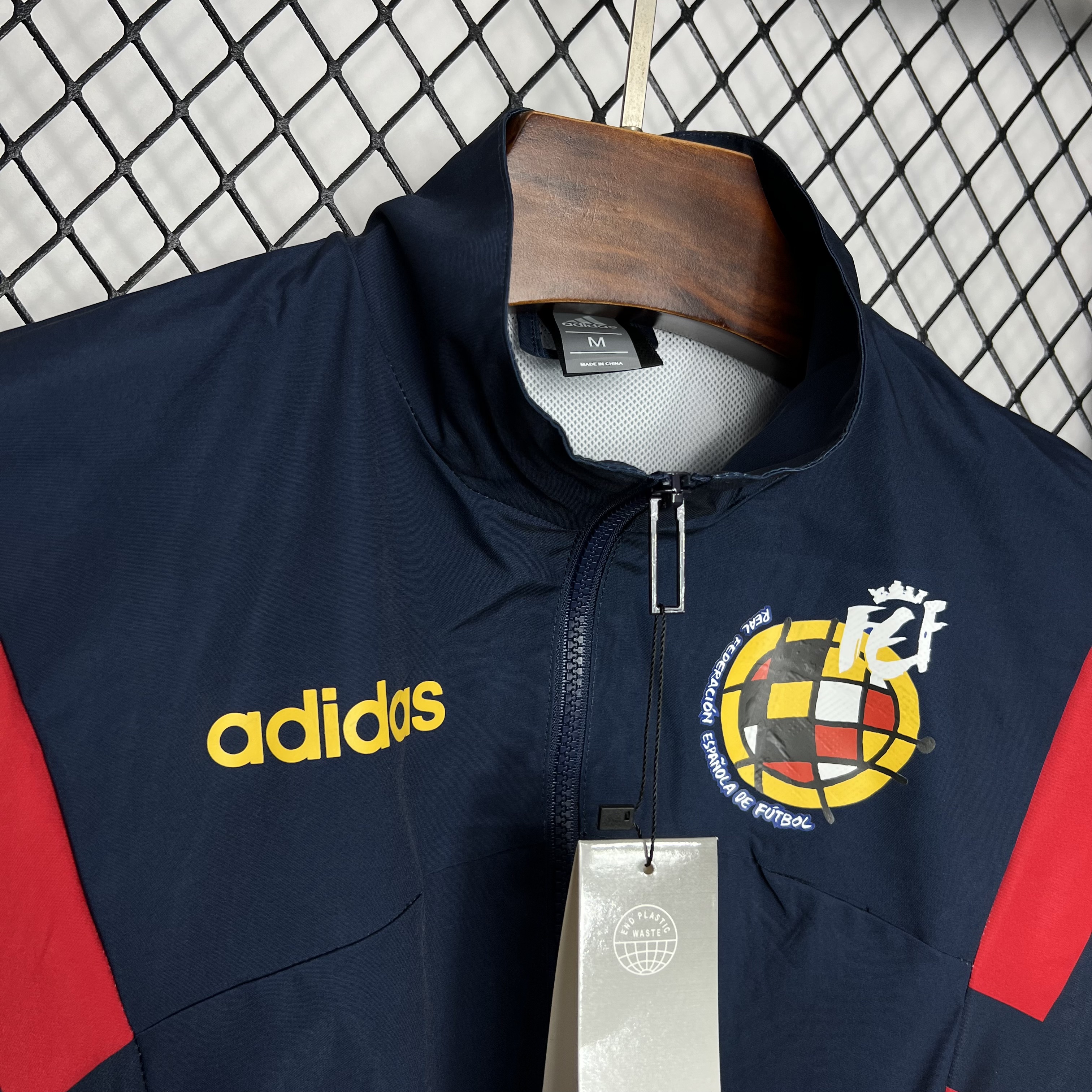 Spain 2024 Retro Style Player Windbreaker Jacket - Deep Blue - UnitedFutballJersey