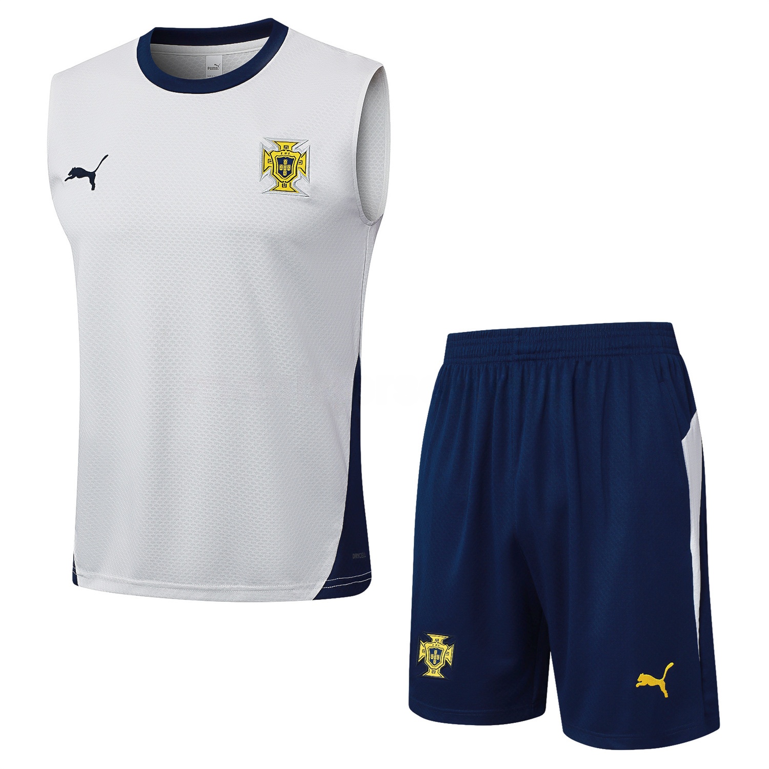 Portugal 25-26 Vest Training Set - Off White Top and Deep Blue Shorts - UnitedFutballJersey