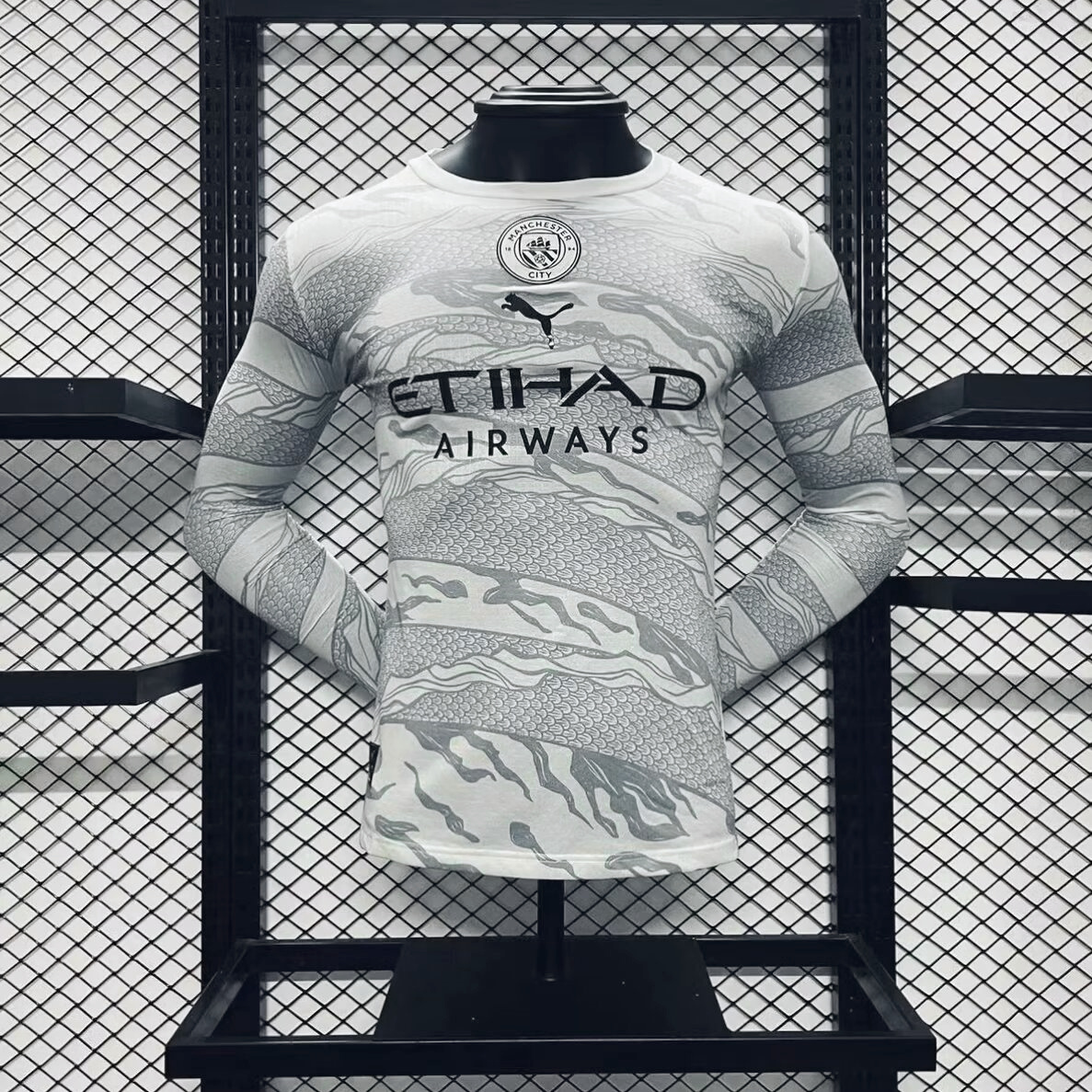 Manchester City 2024 Chinese New Year Pre-match Long Sleeve Jersey - Player Version - UnitedFutballJersey