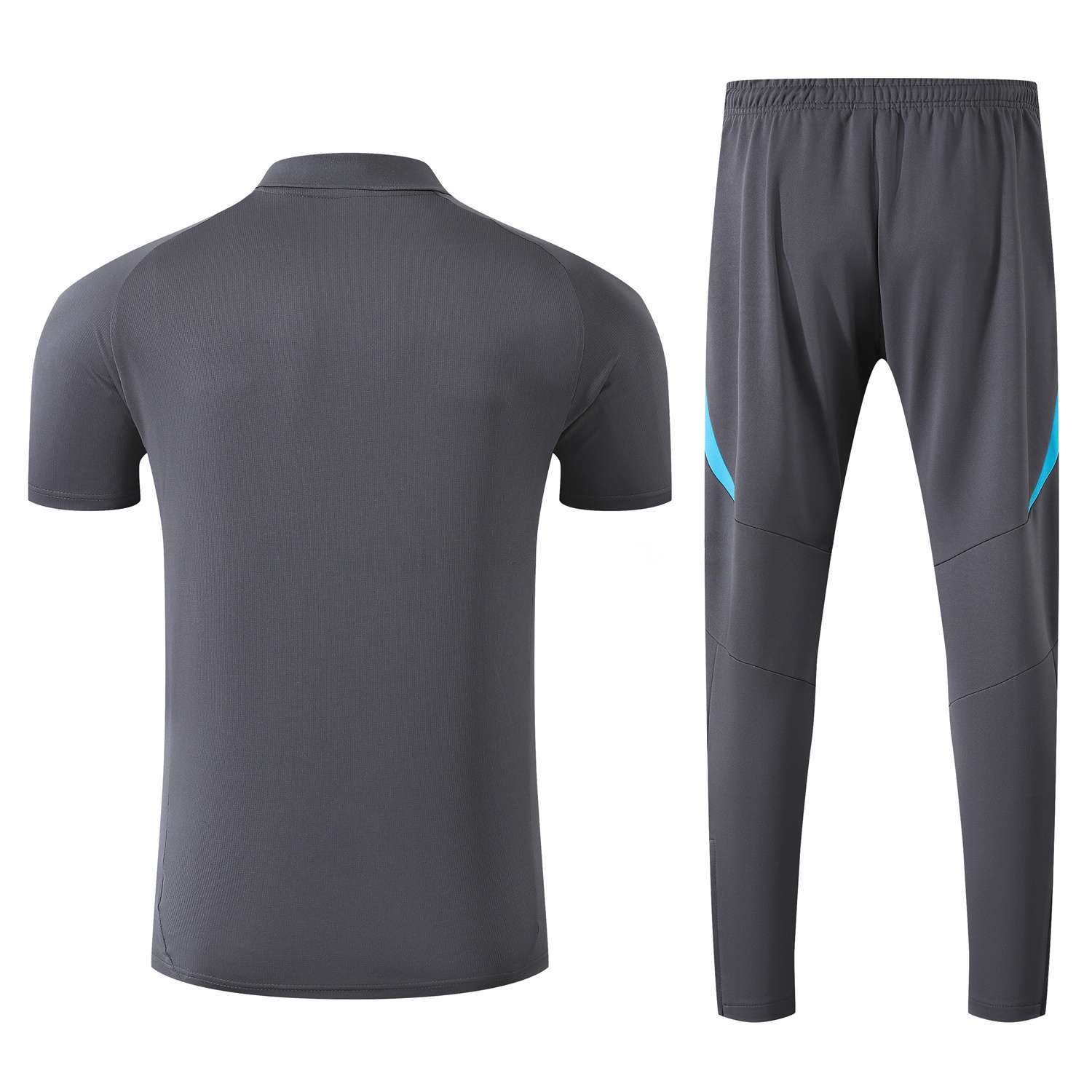 Argentina 25-26 POLO Short-Sleeve Training Set - Grey Top and Pants with Blue Stripes - UnitedFutballJersey