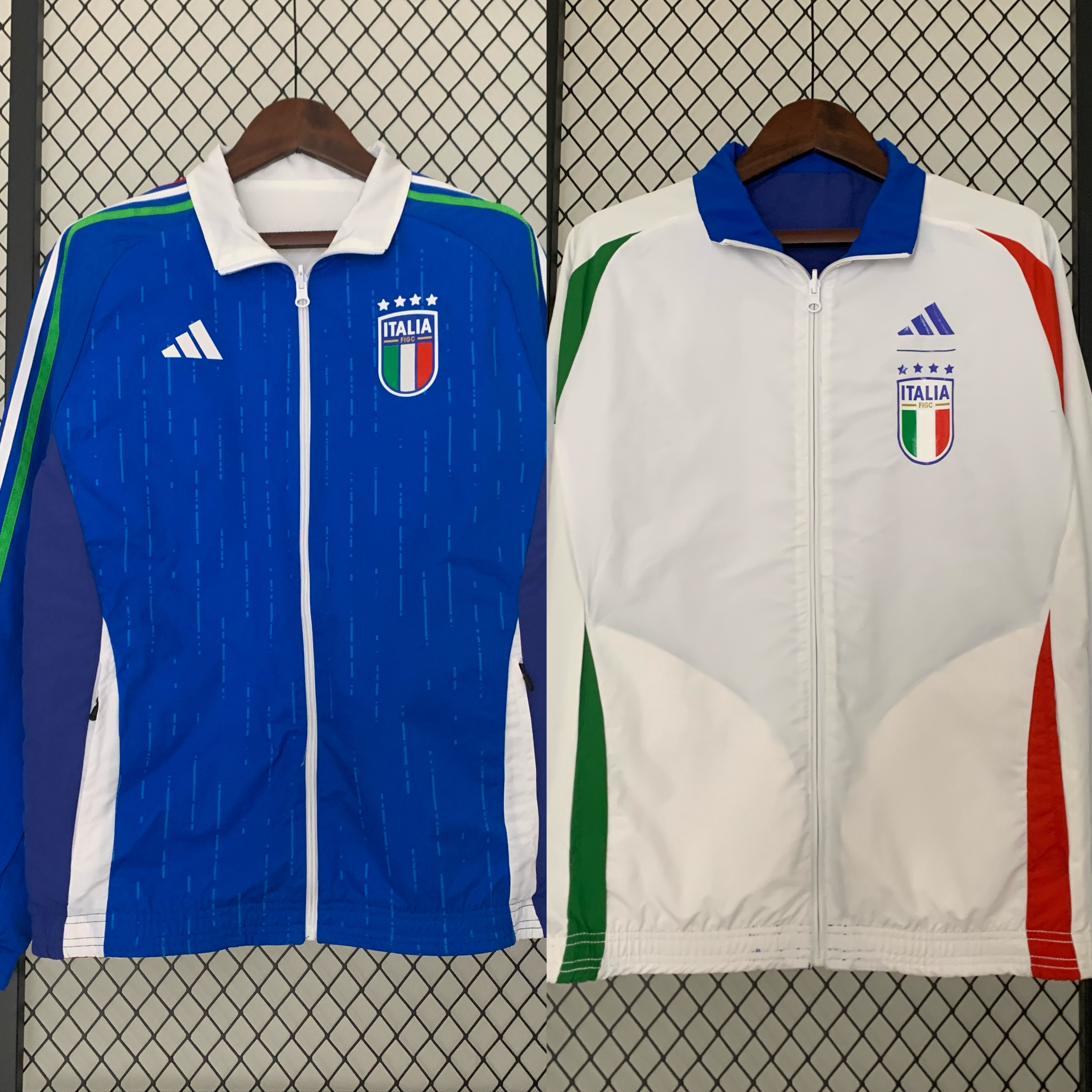 Italy 23-24 Double Sided Windbreaker - Blue & White - UnitedFutballJersey