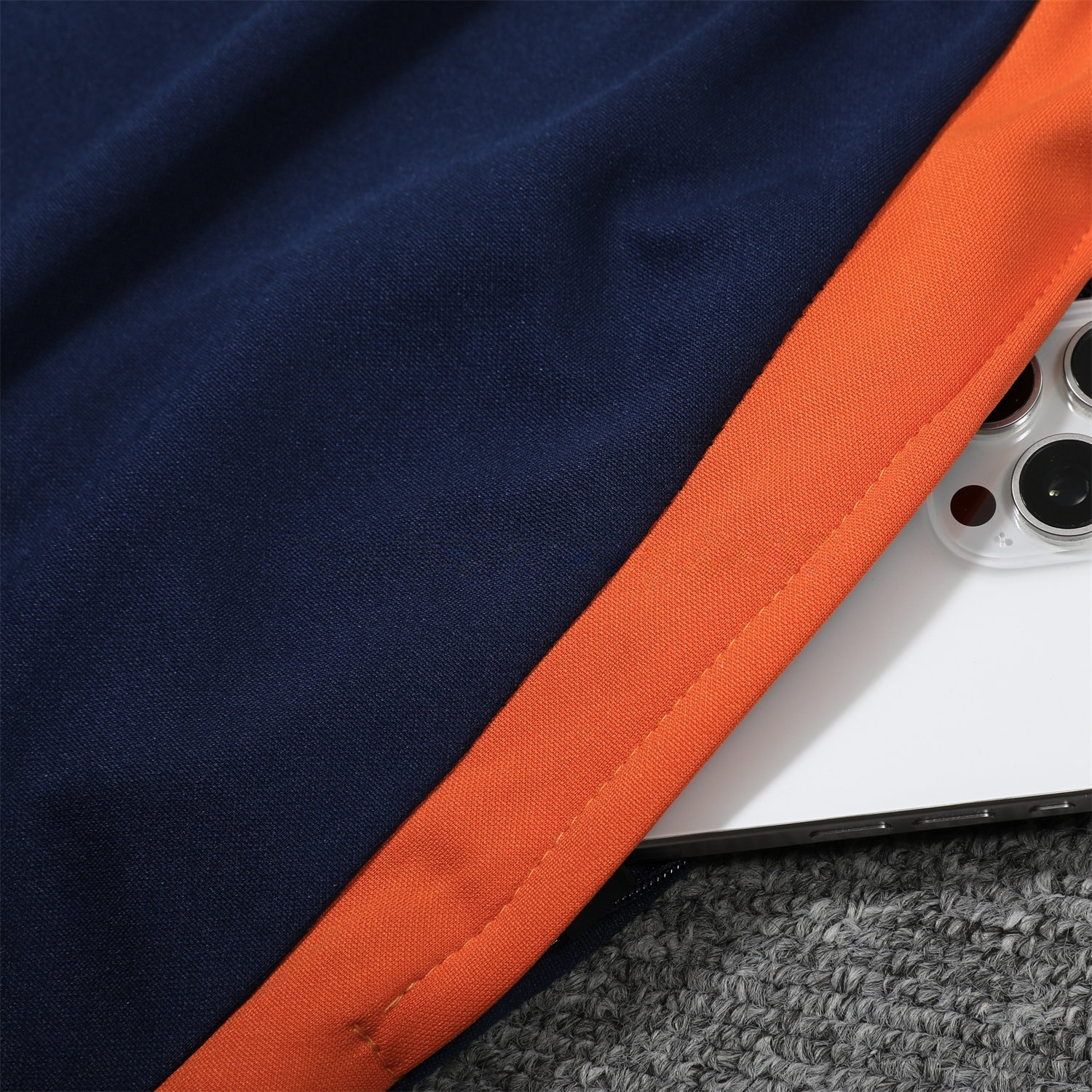Juventus 25-26 POLO Short-Sleeve Training Set - Deep Blue Top and Pants with Orange Stripes - UnitedFutballJersey
