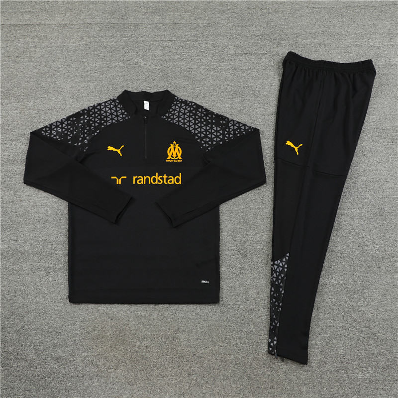 Marseille 23-24 Long Sleeve Training Set -Black and Yellow - UnitedFutballJersey