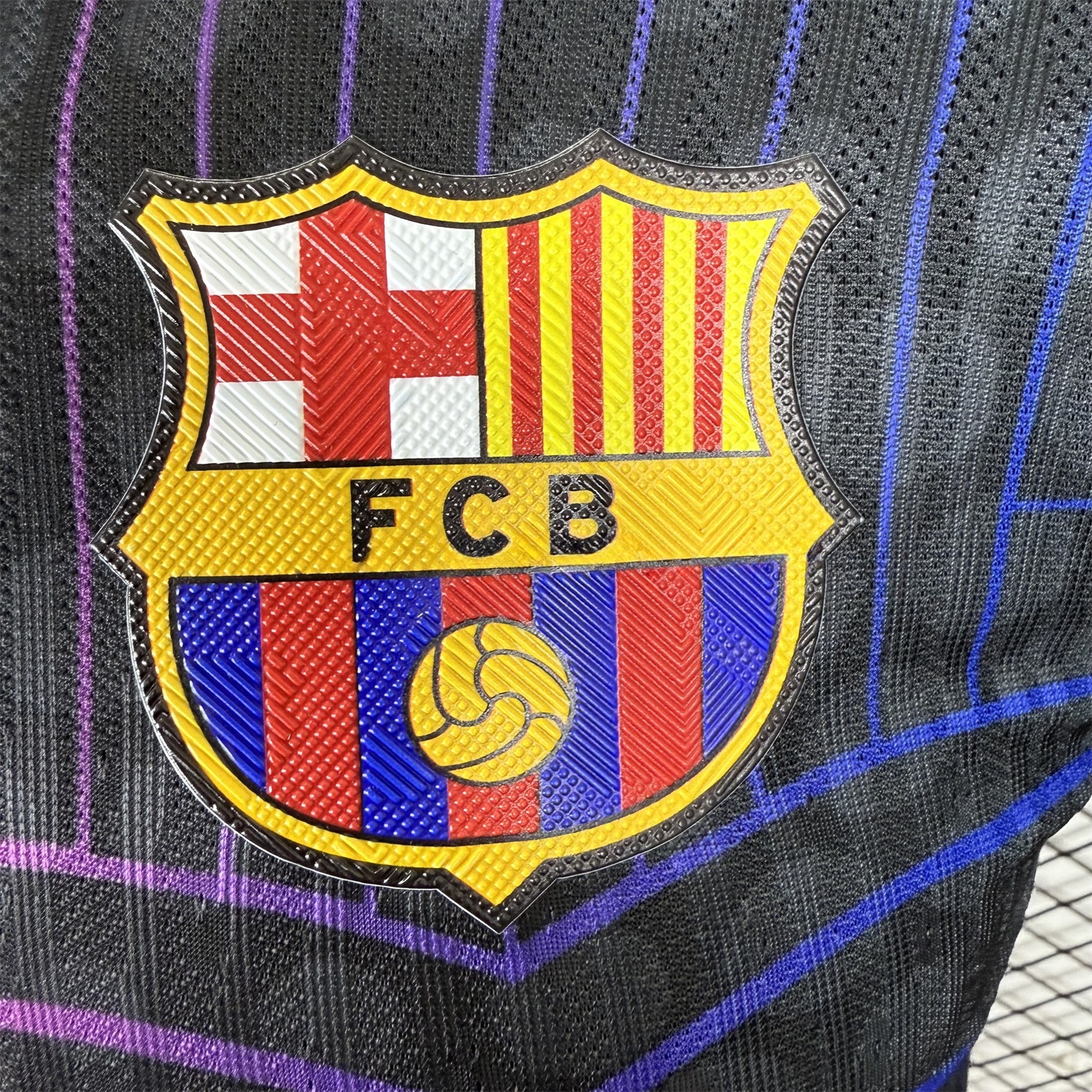 Barcelona 25-26 Fluorescent Team Logo Lines Black Jersey - Player Version - UnitedFutballJersey