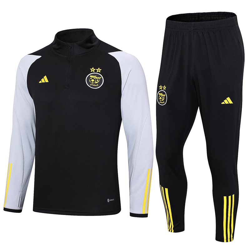 Algeria Olympic TEAM 23-24 Long Sleeve Training Set -Black and White - UnitedFutballJersey