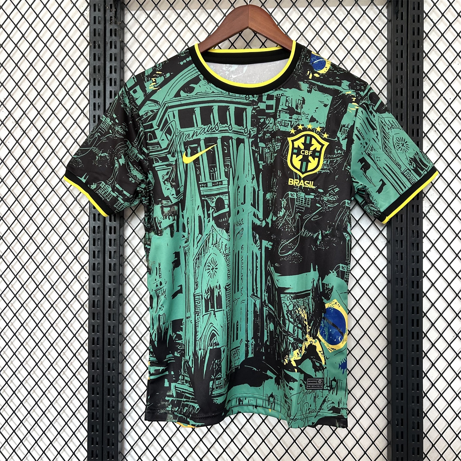Brazil 2024 Black and Green Church Jersey - Fans Version - UnitedFutballJersey