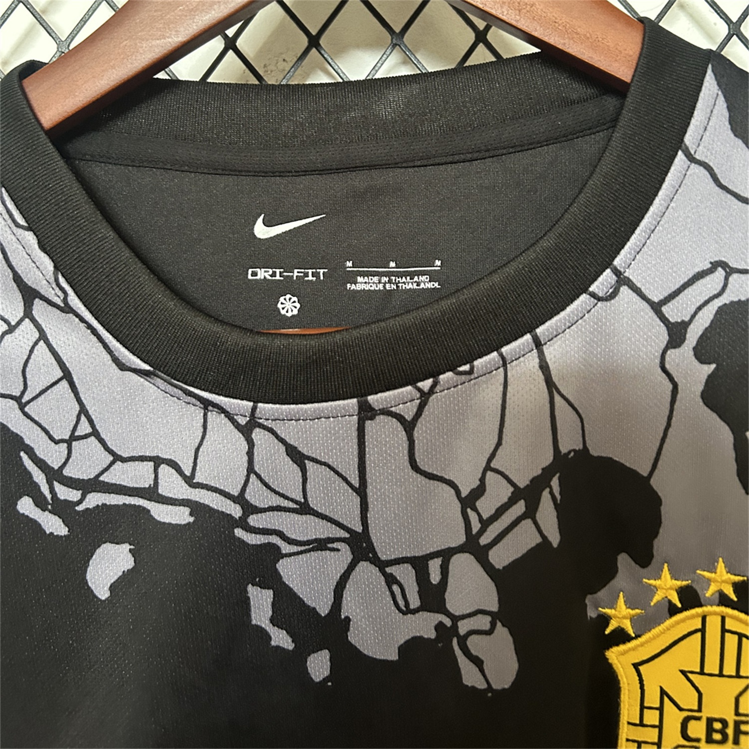 Brazil 25-26 Grey Jesus Statue Special Black Jersey - Fans Version - UnitedFutballJersey