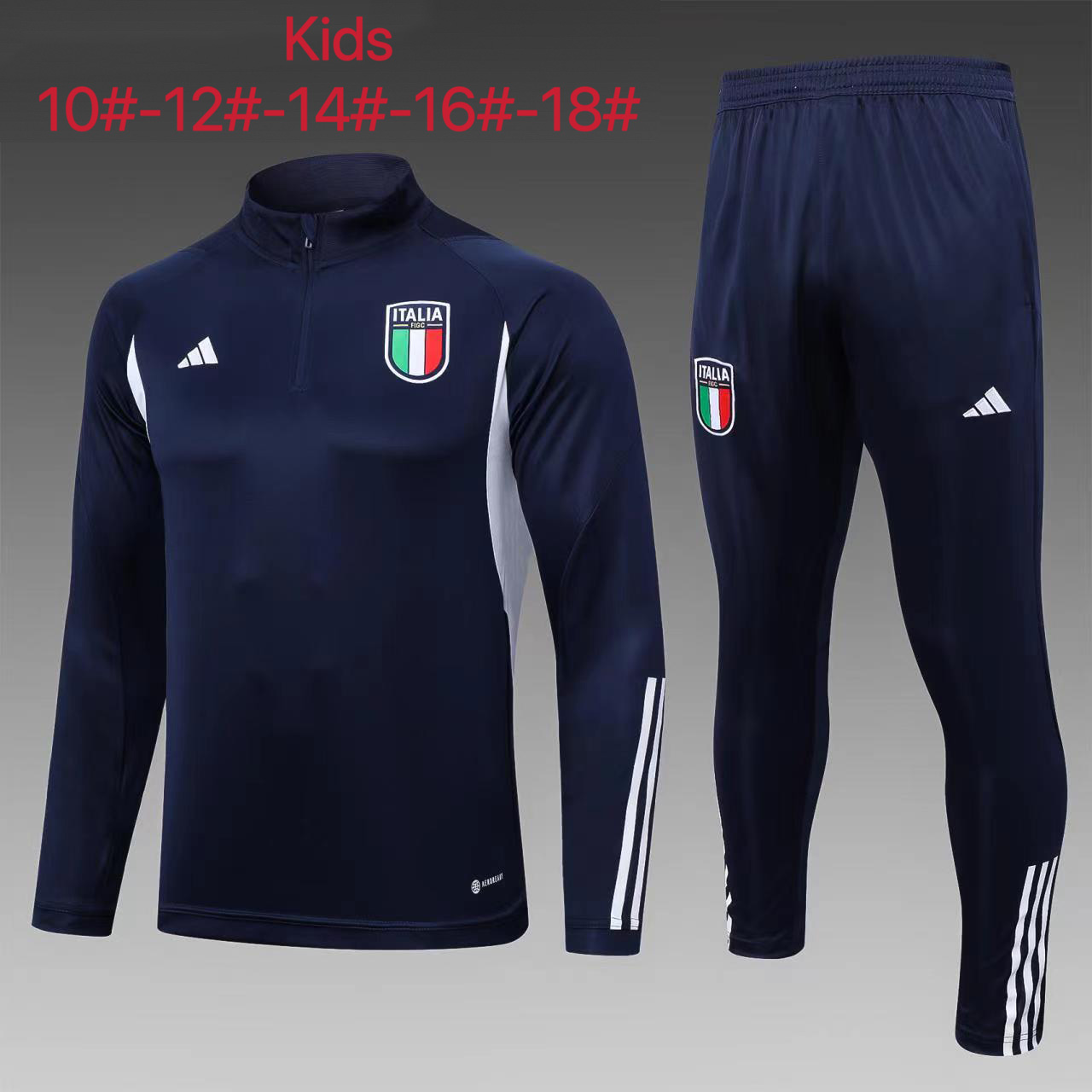 Italy 23-24 Kids Long Sleeve Training Set Royal Blue - UnitedFutballJersey