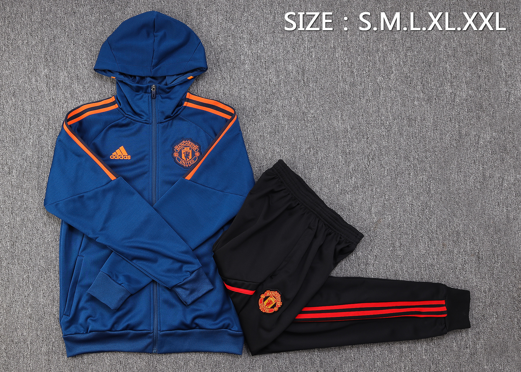 Manchester United 23-24 Hoodie Jacket Training Tracksuit -Blue - UnitedFutballJersey