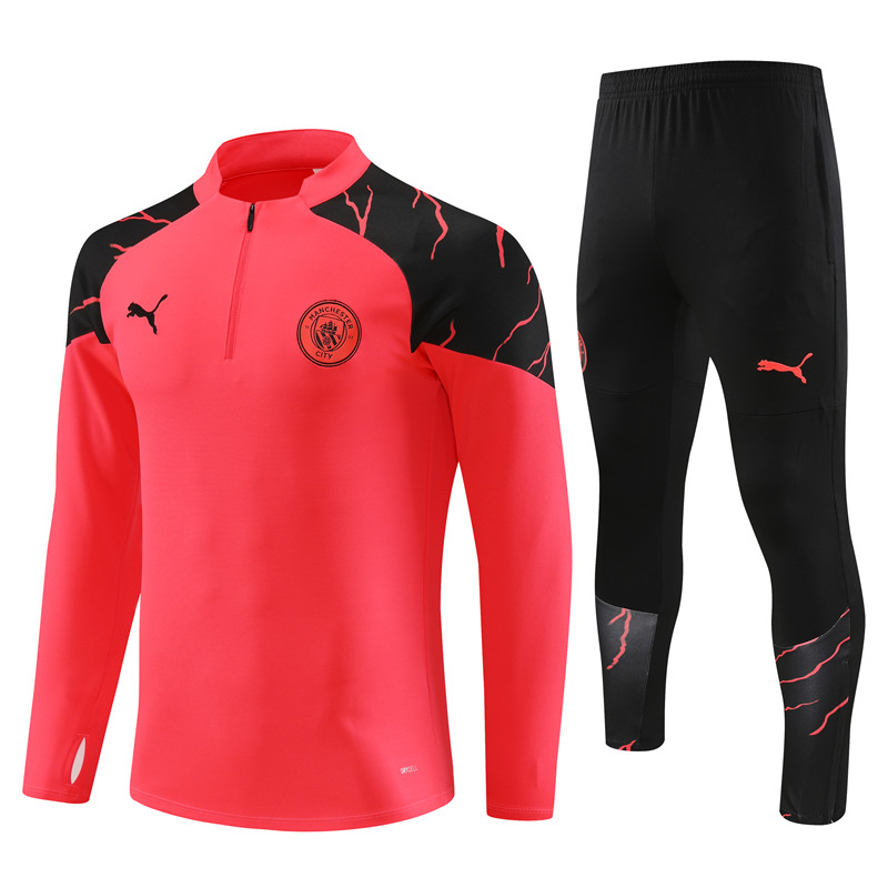 Manchester City 23-24 Long Sleeve Training Set - Orange Red - UnitedFutballJersey