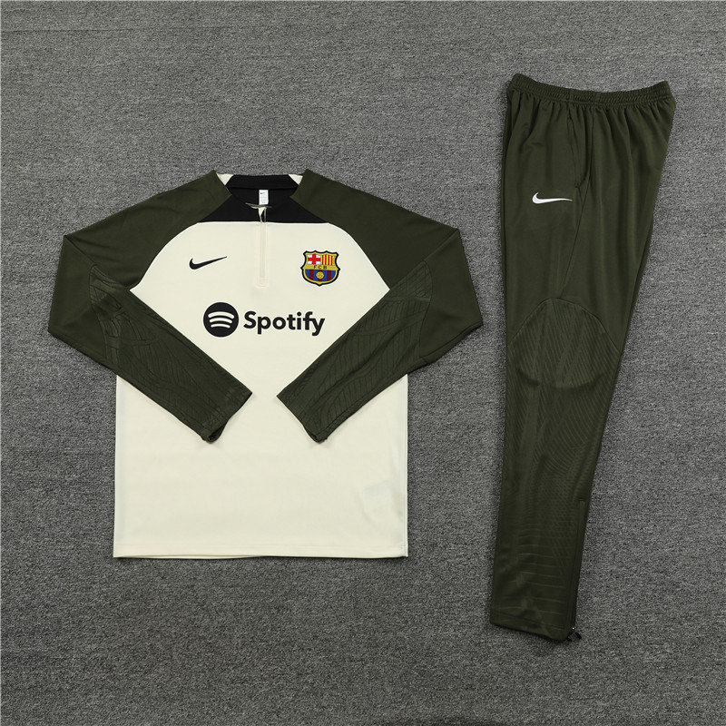 B.A.R.S.A 23-24 Kids Long Sleeve Training Set Beige White - UnitedFutballJersey