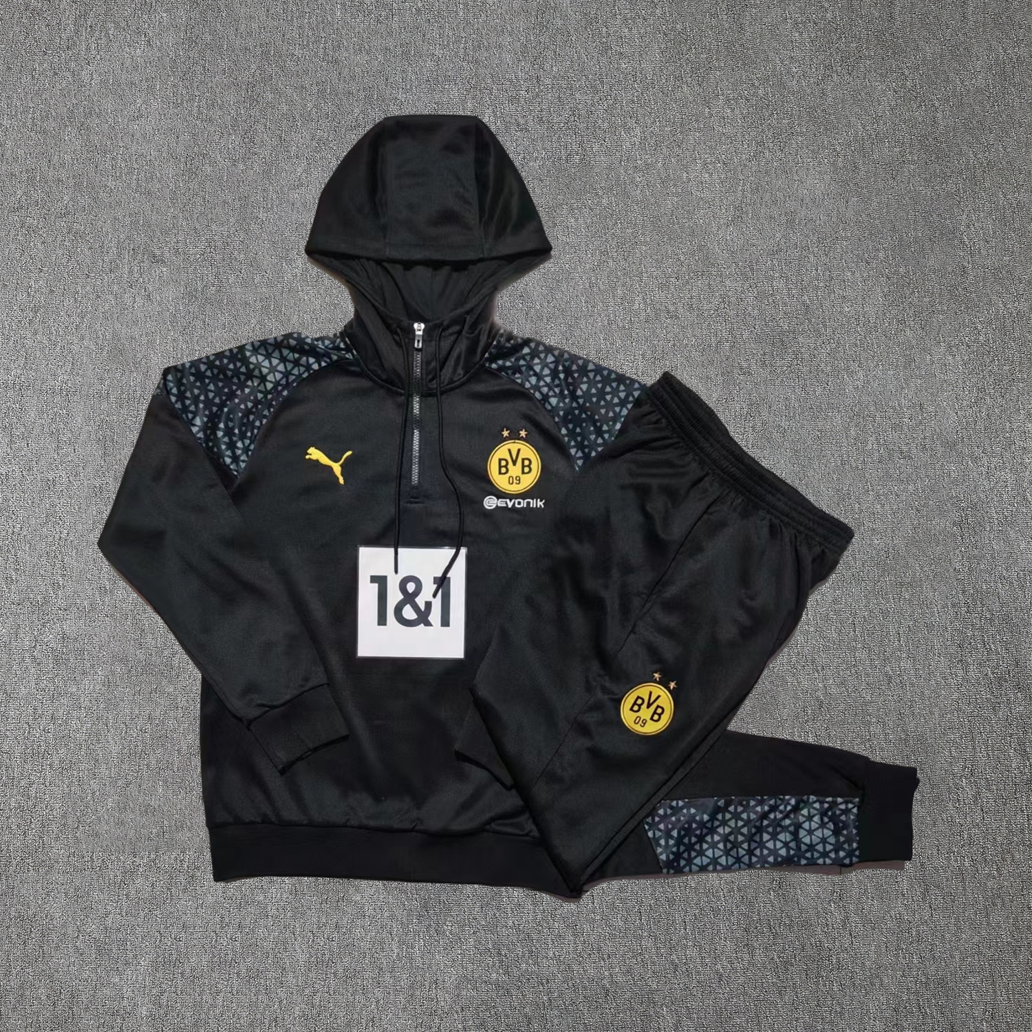 Dortmund 23-24 Men's Training Hoodie + Pants - Black - UnitedFutballJersey