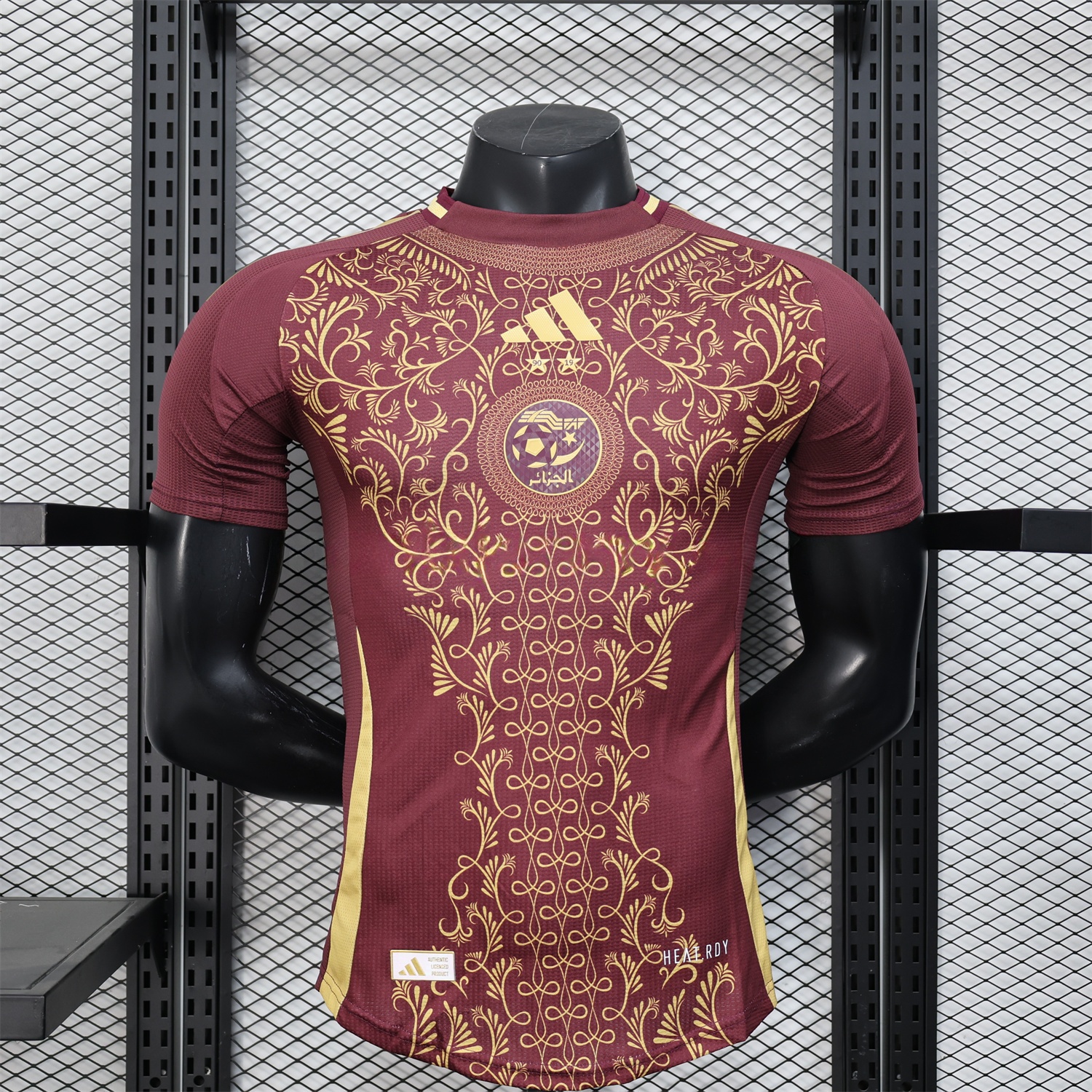 Algeria 25-26 Burgundy Jersey with Chest Pattern Decoration - Player Version - UnitedFutballJersey