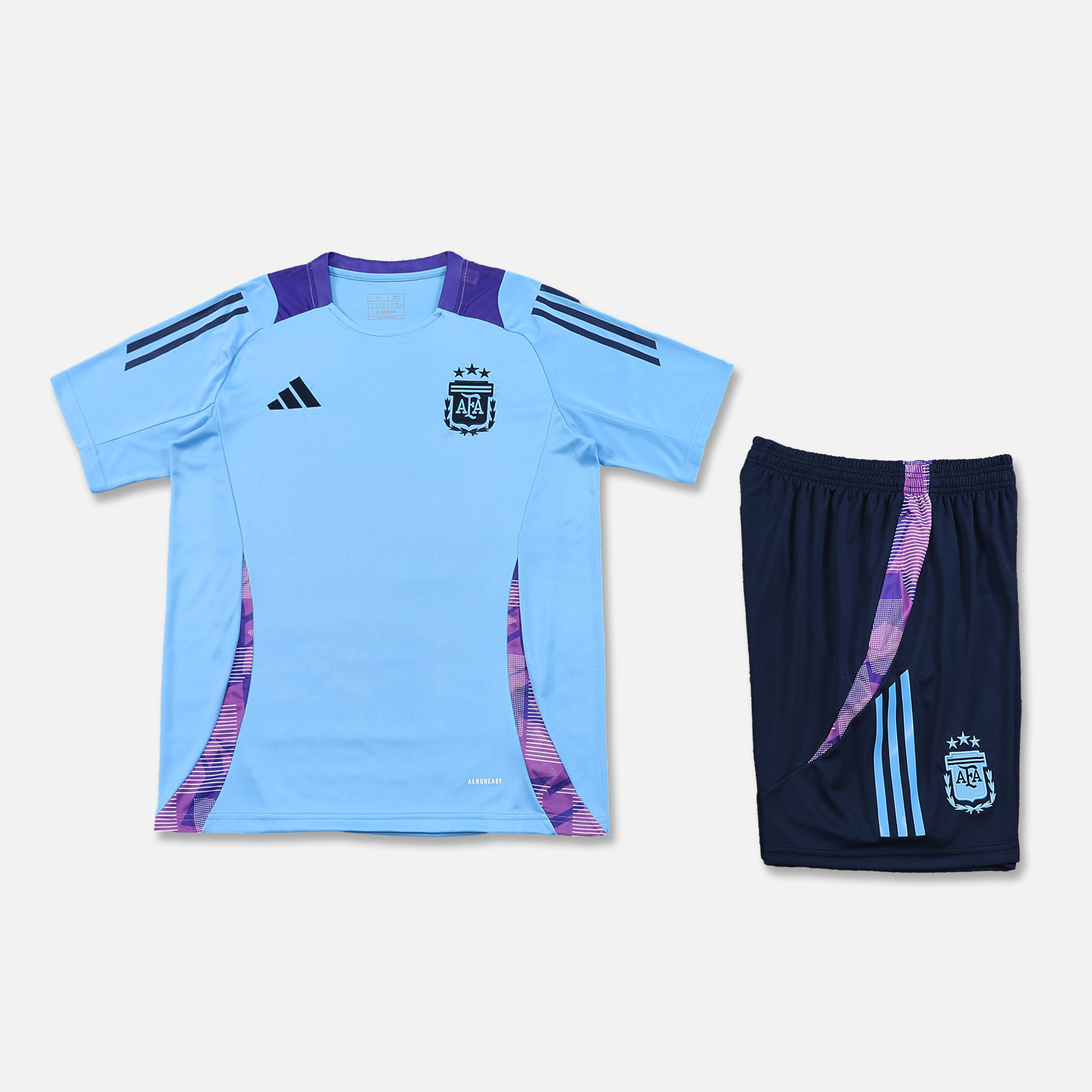 Argentina 24-25 Short-Sleeve Training Set - Blue Top & Deep Blue Shorts - UnitedFutballJersey