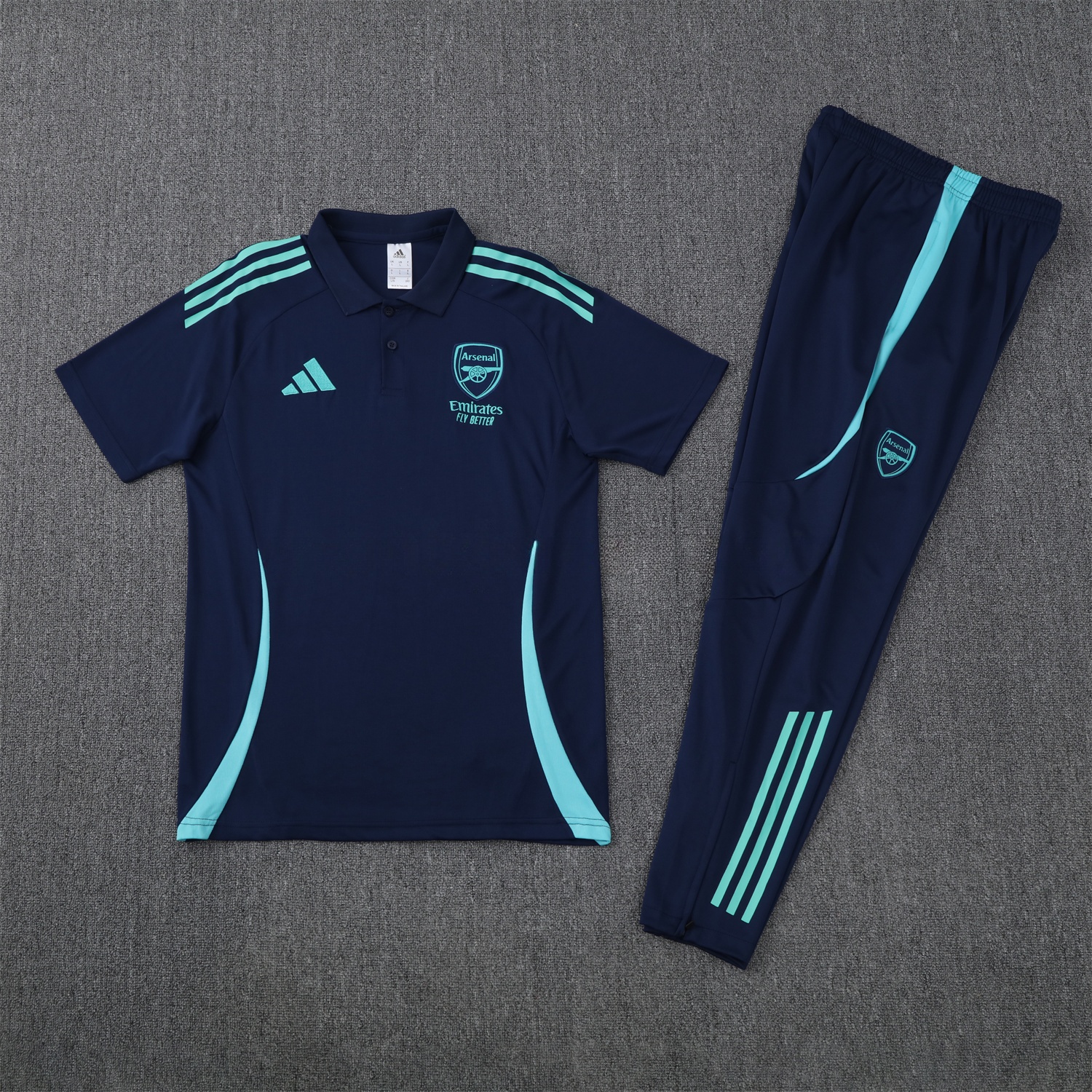 Arsenal 25-26 POLO Short-Sleeve Training Set - Deep Blue Top and Pants - UnitedFutballJersey