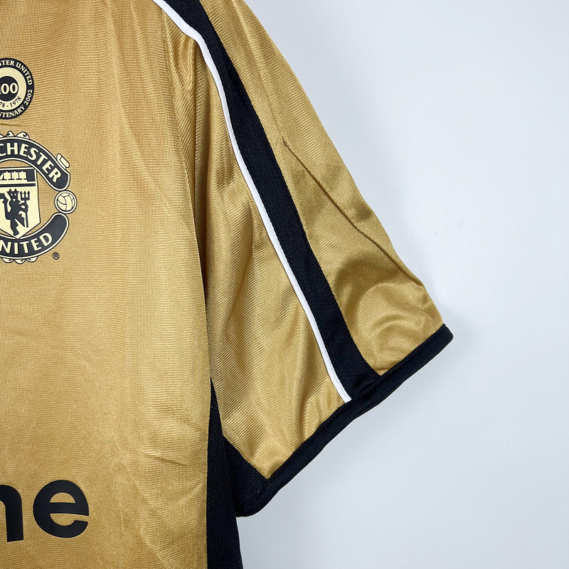 Retro Manchester United 01-02 100th Anniversary Special Edition Jersey - Gold - UnitedFutballJersey