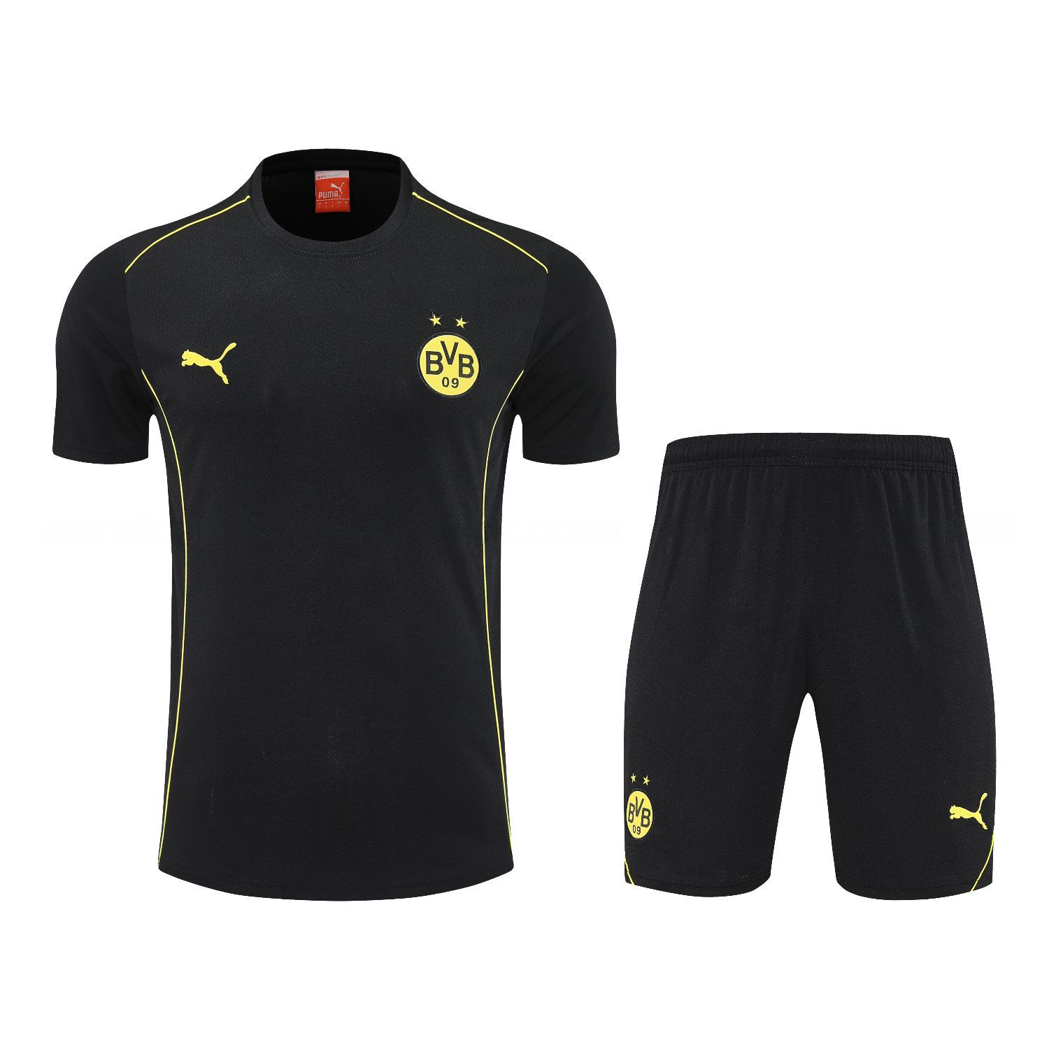 Dortmund 25-26 Short-Sleeve Training Set - Black Top & Black Shorts - UnitedFutballJersey